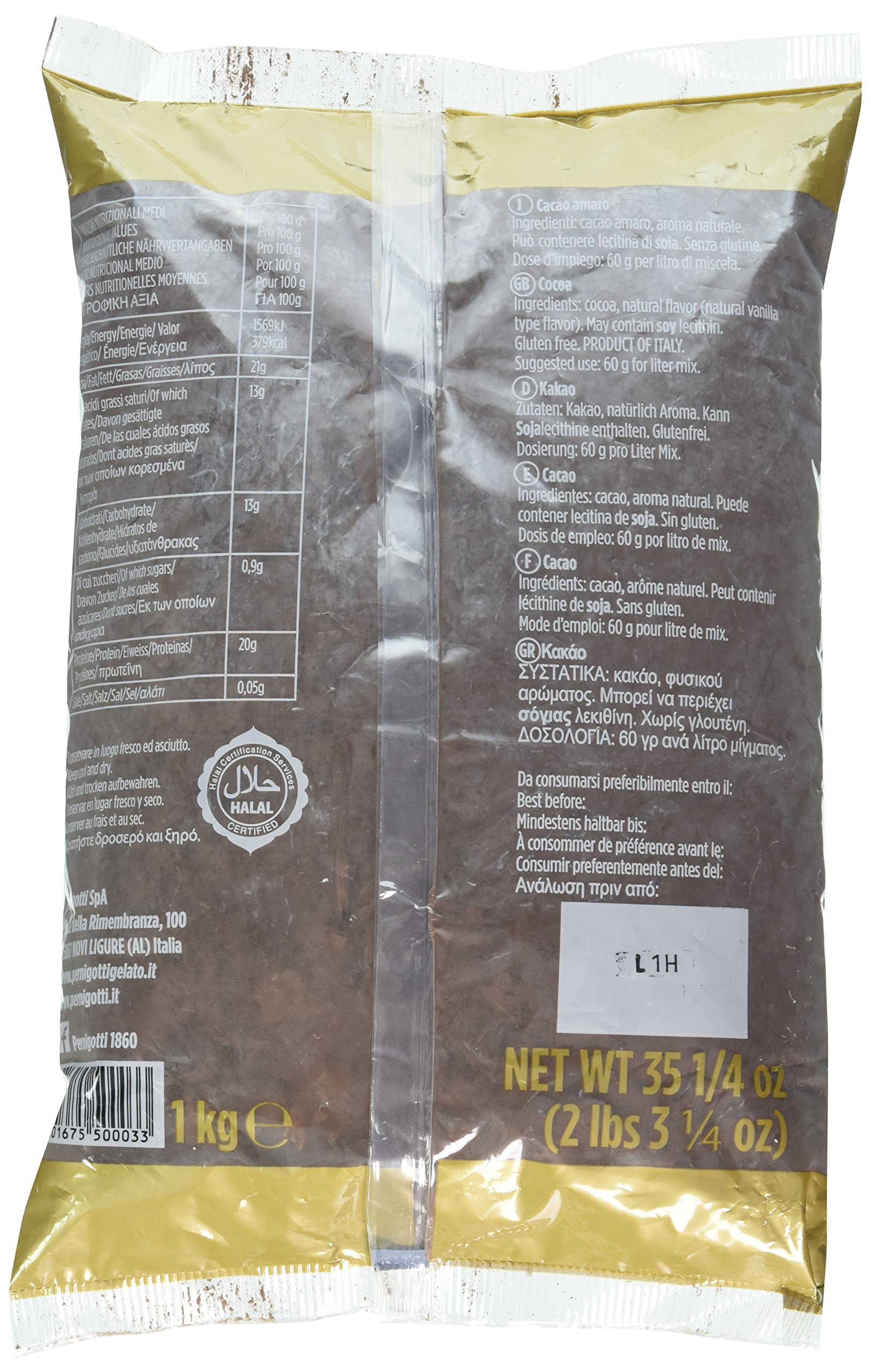 Pernigotti Cacao - 1 kg (2,2 libbre) - dal famoso produttore di cioccolato italiano, scuro, ricco, con un pizzico di vaniglia