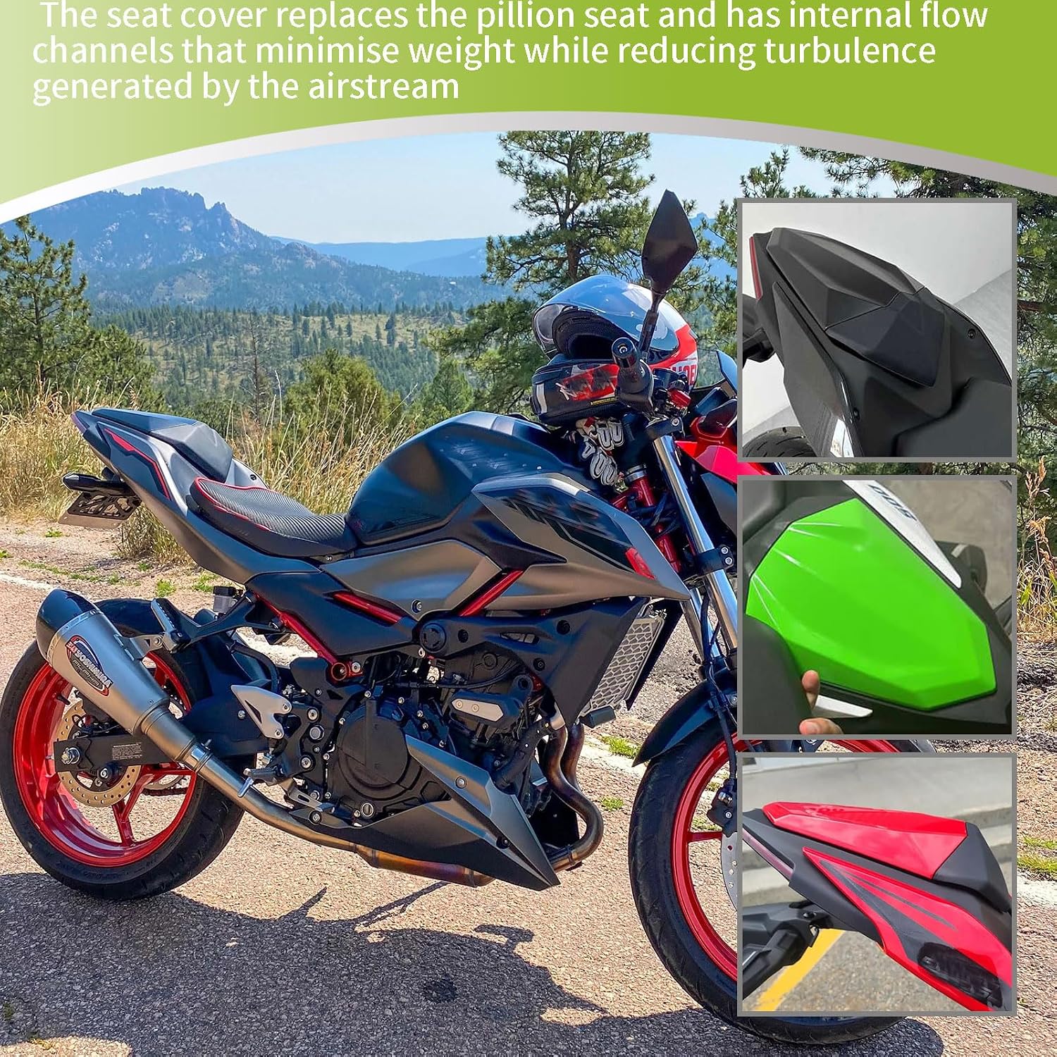 Motorcycle Rear Pillion NINJA500 Passenger Solo Seat Cowl Cover Back Cover,Rear Racing Seat Fairing fit for Ka&wa&sa&ki Ninja 500 Z500 SE Accessories 2024 2025 (Gloss Black)