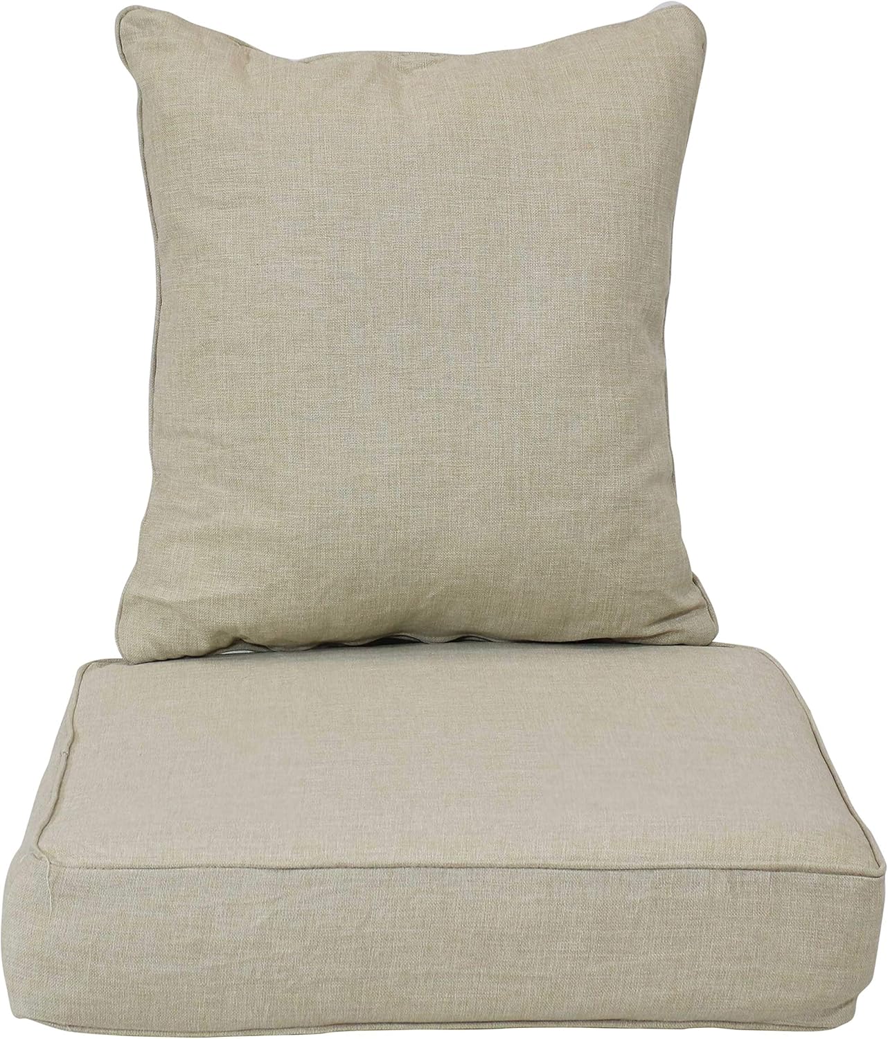 Sunnydaze Back and Seat Cushion Set for Outdoor Furniture - 2-Piece Replacement Set - Indoor and Outdoor Use - Beige
