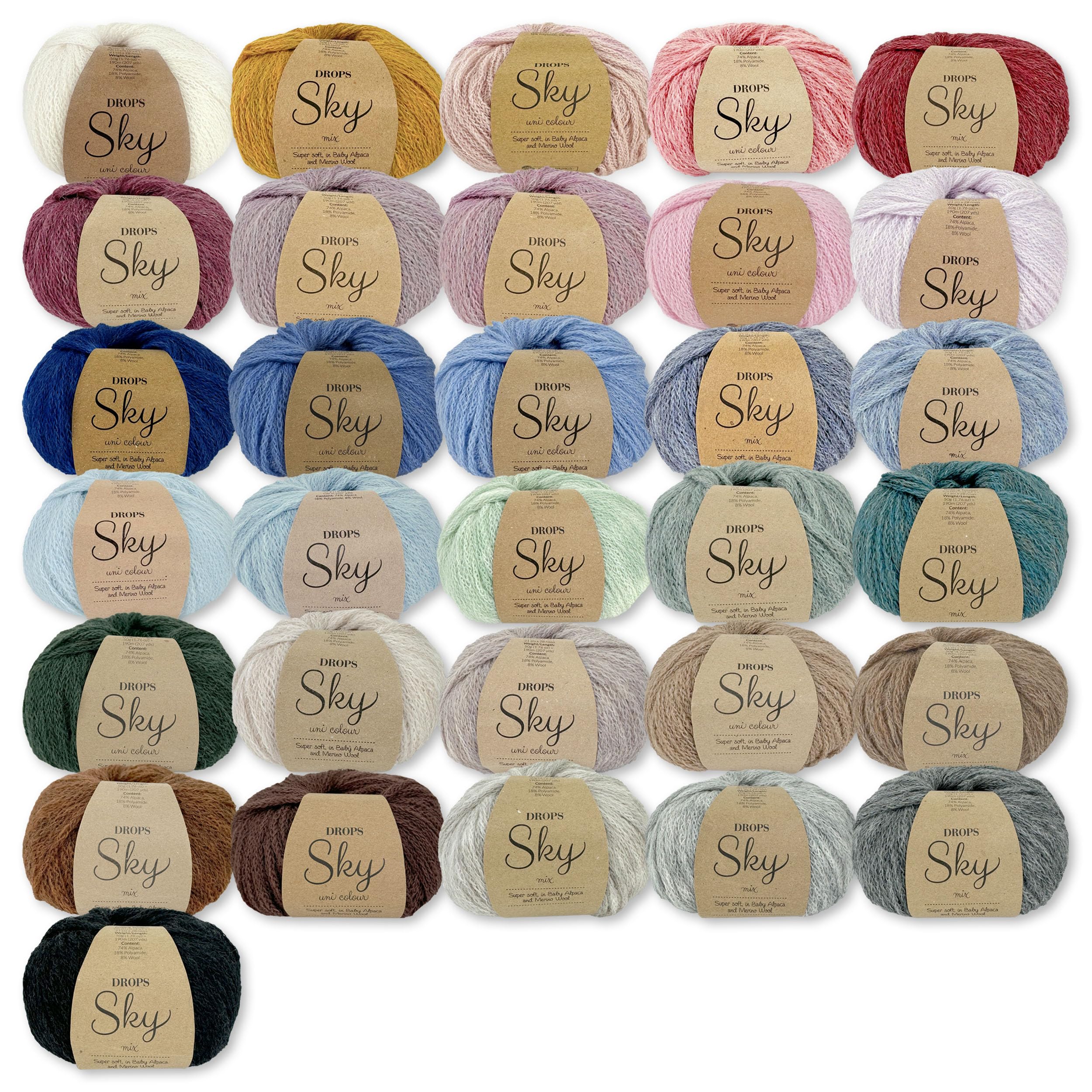 DROPS Melody Garn - 5 X 50g, 71% Alpaka, 25% Schurwolle, Superweich, 8 Mm Nadelstärke, Für Pullover & Accessoires