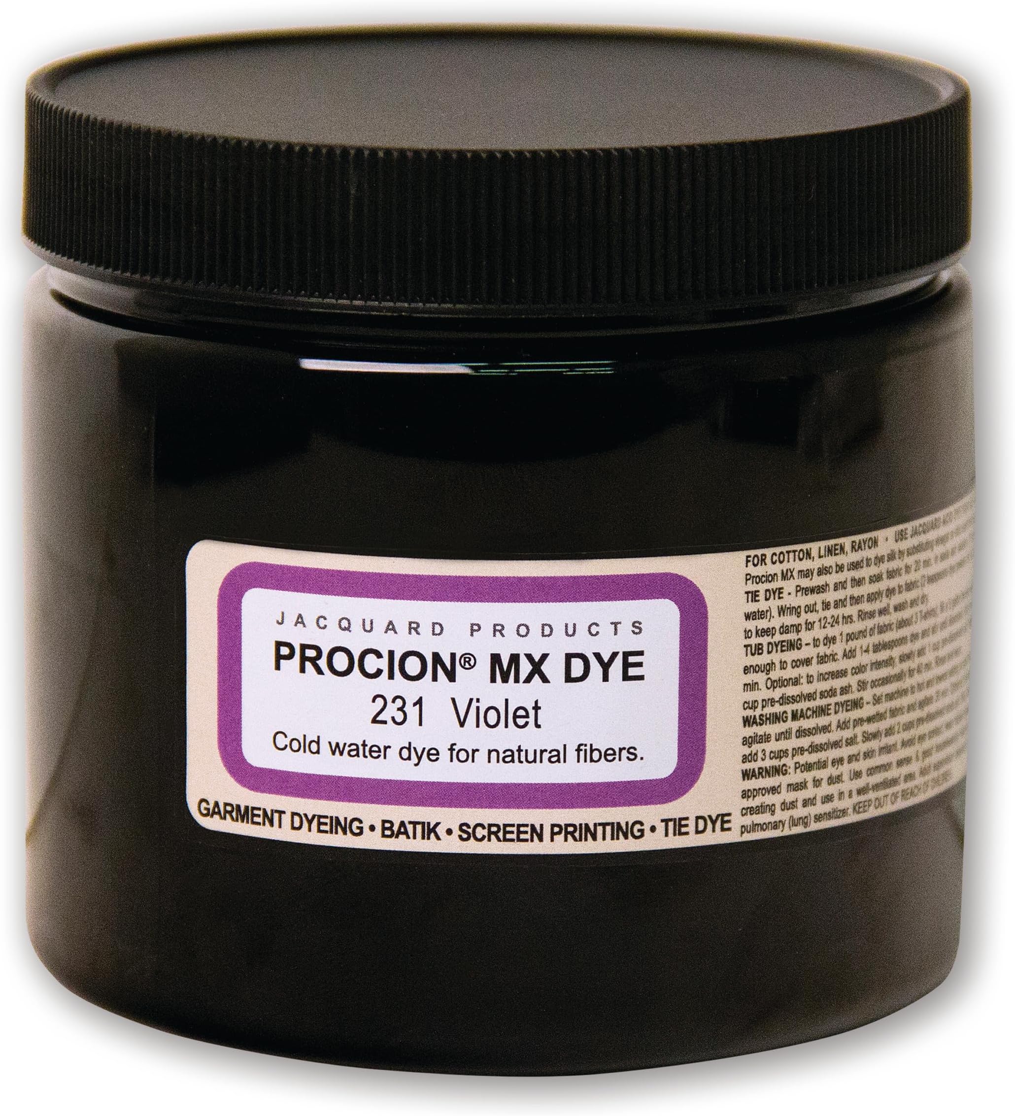 Jacquard Procion Tie Dye Powder Violet 8oz Jar - Powder Dye for Tie Dye - Permanent & Washfast Powder Tie Dye - Use as Ice Tie Dye Powder, Cold Water Dye for Fabric & Clothing Dye