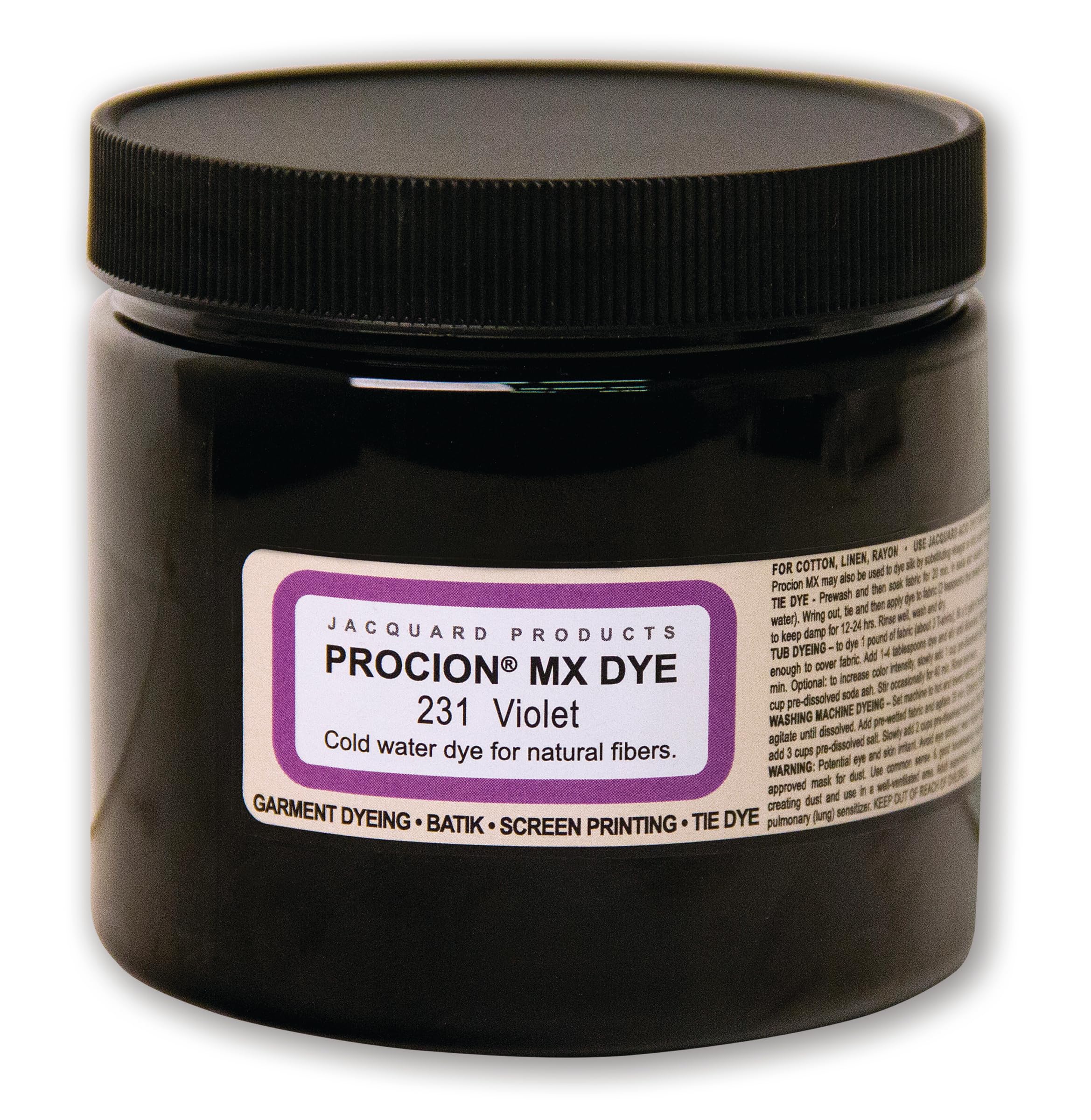 Jacquard Procion Tie Dye Powder Violet 8oz Jar - Powder Dye for Tie Dye - Permanent & Washfast Powder Tie Dye - Use as Ice Tie Dye Powder, Cold Water Dye for Fabric & Clothing Dye