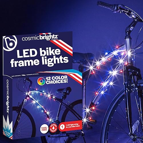 Miniatura 7 de Brightz CosmicBrightz - Cuerda de luz LED para marco de bicicleta, cuerda de 6.5 pies, funciona con pilas con interruptor de encendidoapagado, color