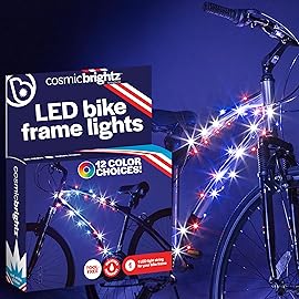 Brightz CosmicBrightz LED Bike Frame Rope Light, Patriotic - 6.5-Foot String Rope - Battery-Powered with On/Off Switch - Ultra Bright Color Keeps Your Ride Fun and Safe for Kids, Teens, & Adults