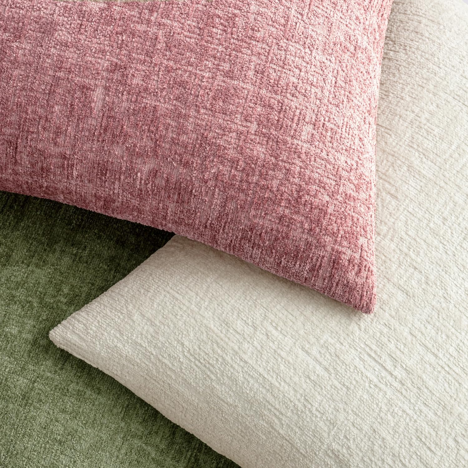 MIULEE Decorative Throw Pillow Covers 24x24 Pack of 2 Blush Pink Spring Couch Pillow Covers Soft Cozy Textured Chenille Pillowcases for Home Decor Sofa Living Room Cushion Bedroom