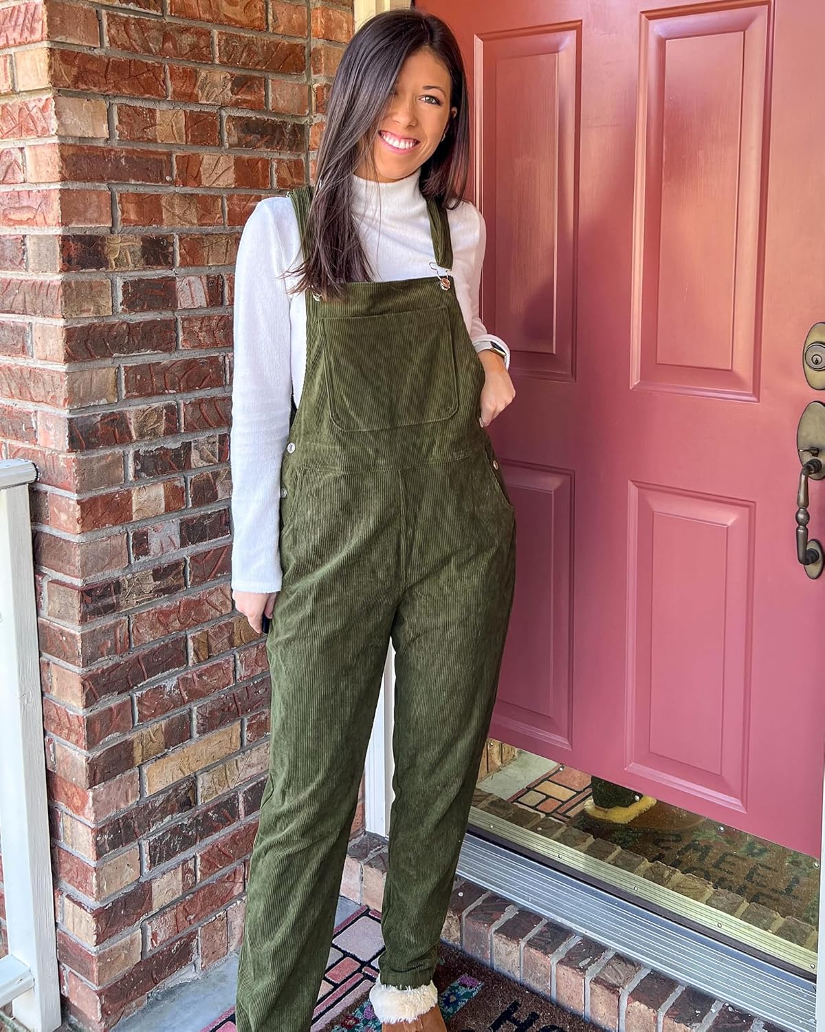 luvamia Corduroy Overalls for Women Adjustable Straps Fashion Bib Overall Jumpsuit with Pocket Tapered Leg Trendy 90s - Image 4