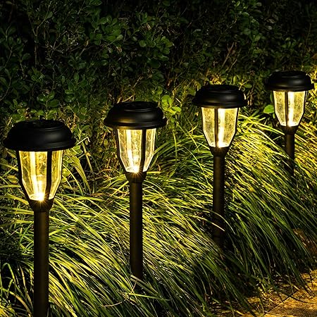 GIGALUMI Solar Pathway Lights Outdoor, 8 Pack Wireless LED Solar Garden Lights, Waterproof Solar Path Lights for Outdoor Patio, Yard, Walkway, Lawn. (Warm White)