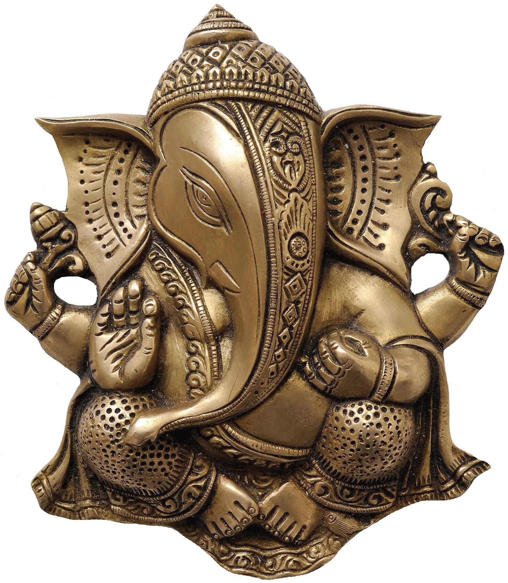 Dattatreya Brass Lord Ganesha Wall Hanging Flat Statue, Height 8.2 inches-image-22