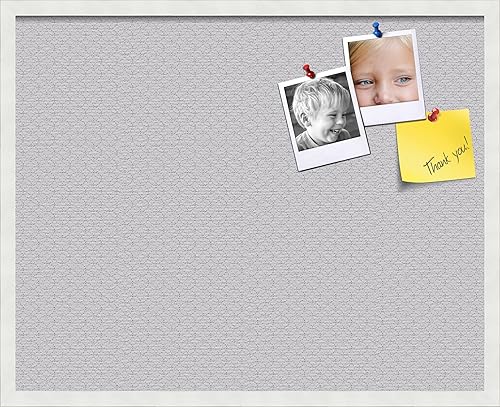 Miniatura 218 de PinPix Tablero de anuncios de corcho de 12 x 12 pulgadas. Este tablero decorativo enmarcado viene con diseño de círculos B W y un marco blanco