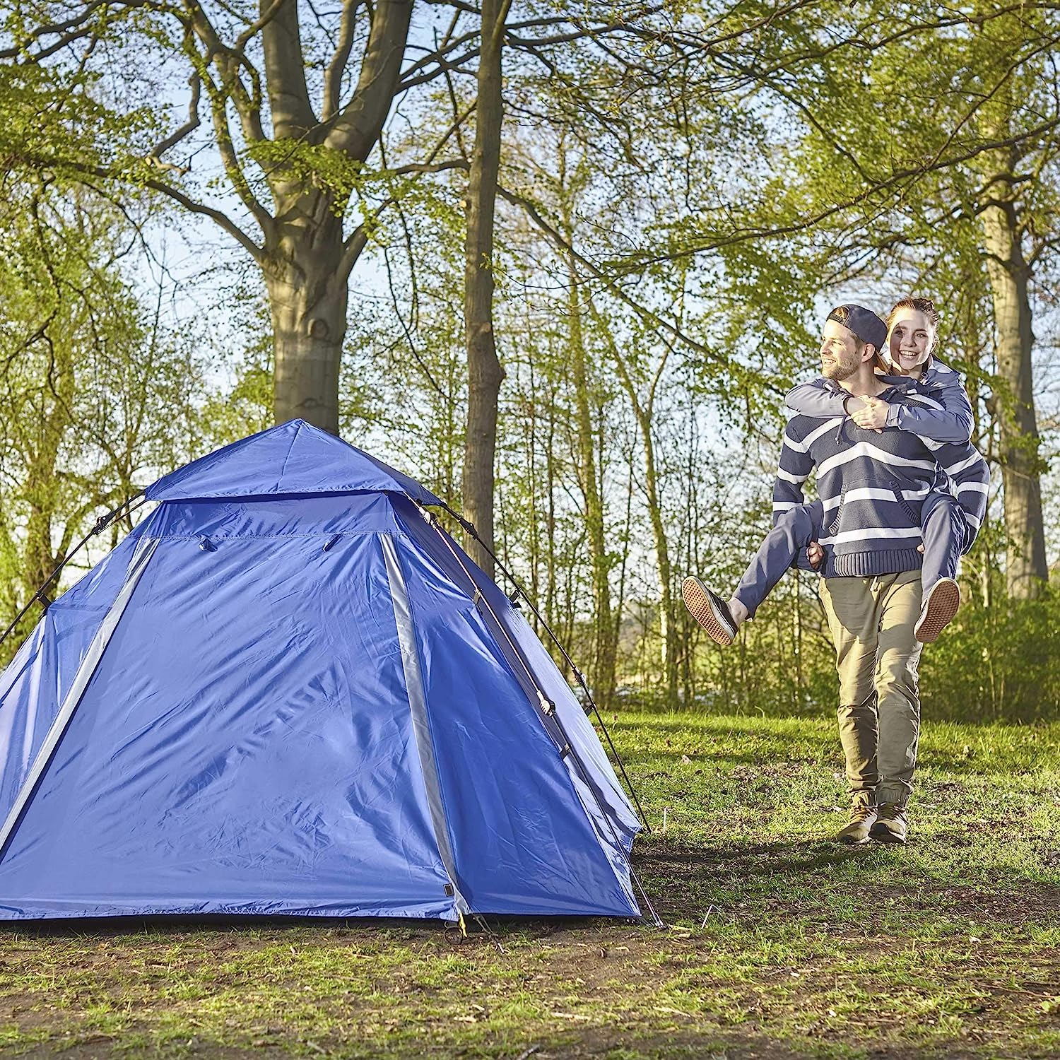 Lumaland Campeggio Tenda | 2-3 Persone Tenda a Cupola 215x195x120 cm | Tenda a Igloo | Trekking all'aperto & Festival Tenda da Lancio | Facile, Impermeabile & Robusto | Costruzione Semplice [Blu]