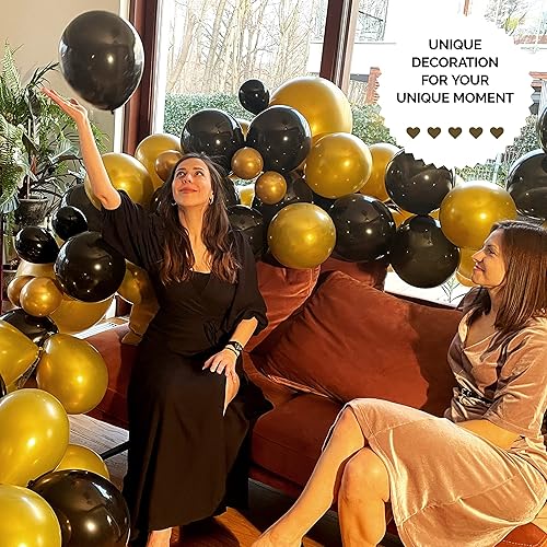 Miniatura 9 de Kit de guirnalda de globos negros y dorados kit de arco de globos con globos incluidos para decoraciones de Año Nuevo fiesta de cumpleaños