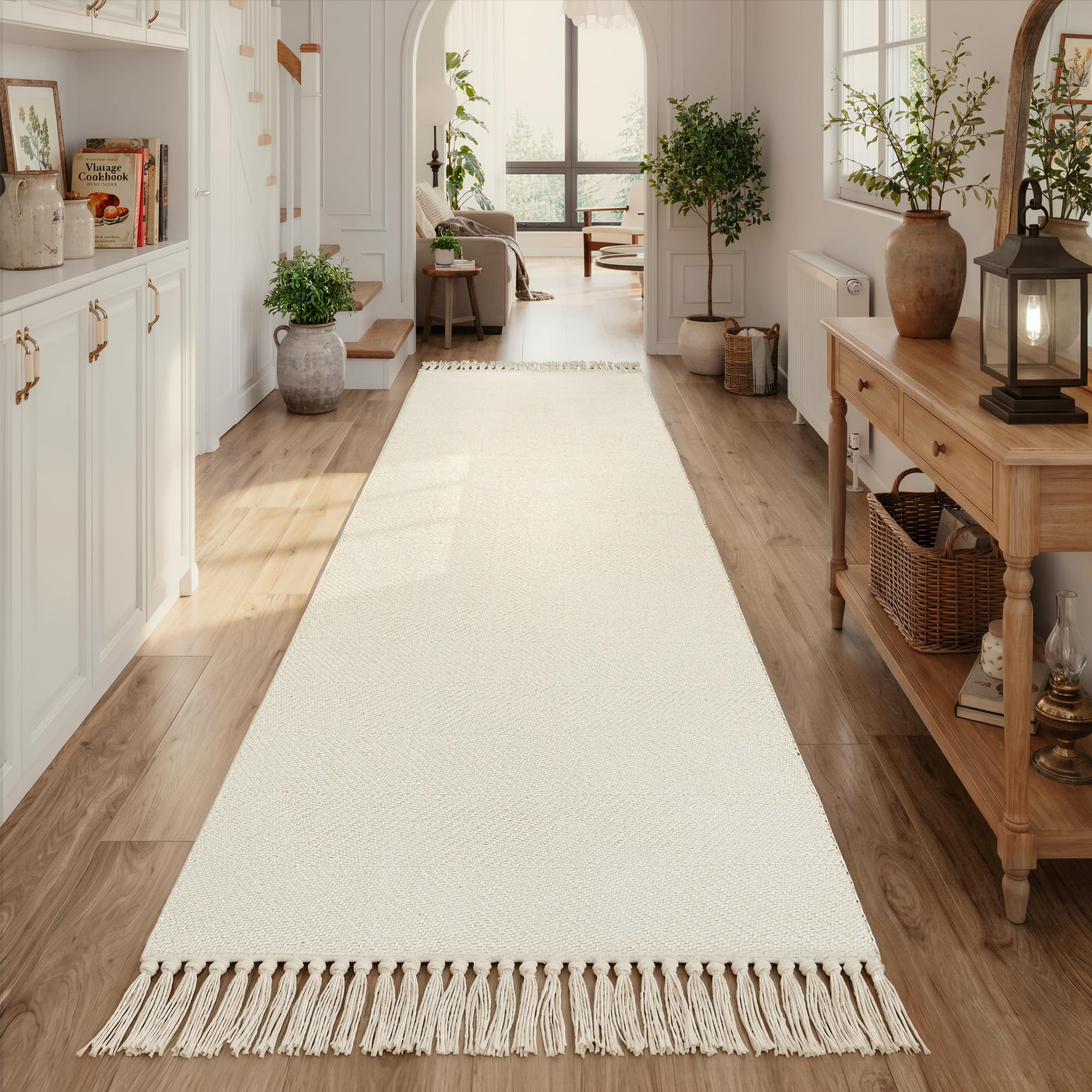 Alfombra de pasillo lavable boho de 2.6x10 pies para decorar la entrada y dar vida a tu hogar
