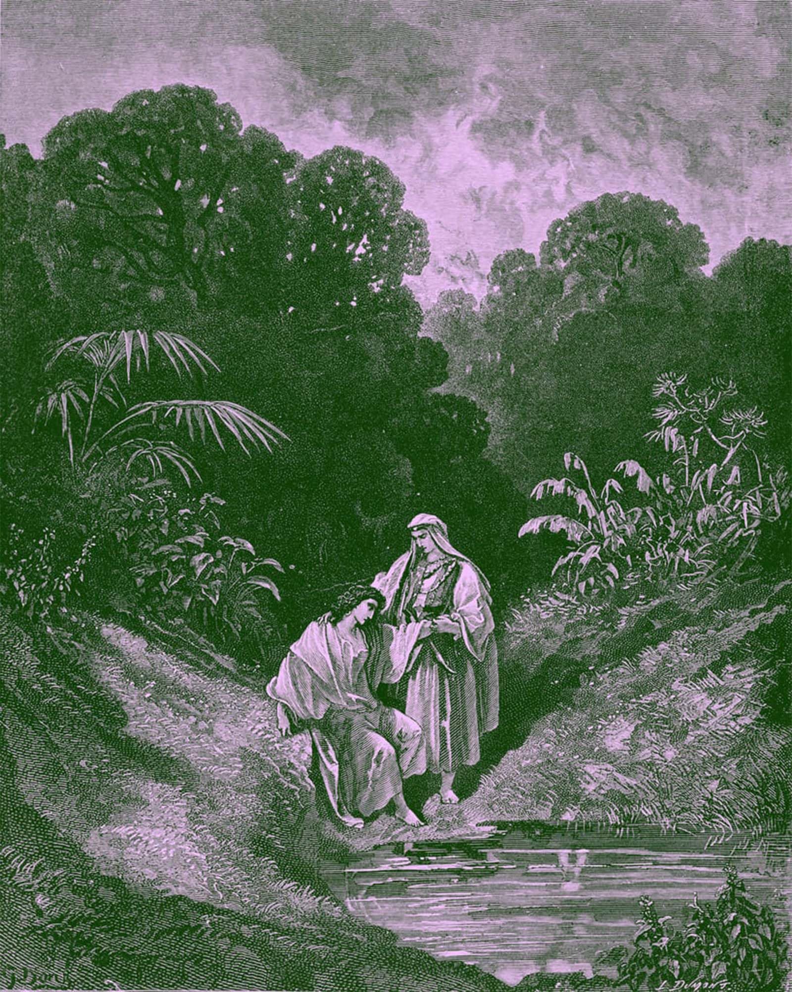 ARTXLXXBN Famous Print Painting Colorful Art Print David and Jonathan by Gustave Dore Canvas Art Decorations for Home Decor 60x90cm