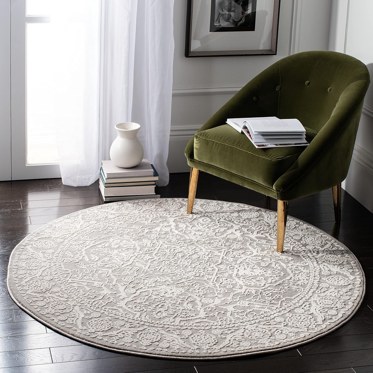 SAFAVIEH Princeton Collection Area Rug - 9' x 12', Grey & Beige, Vintage Distressed Design, Non-Shedding & Easy Care, Ideal for High Traffic Areas in Living Room, Bedroom (PRN714G)