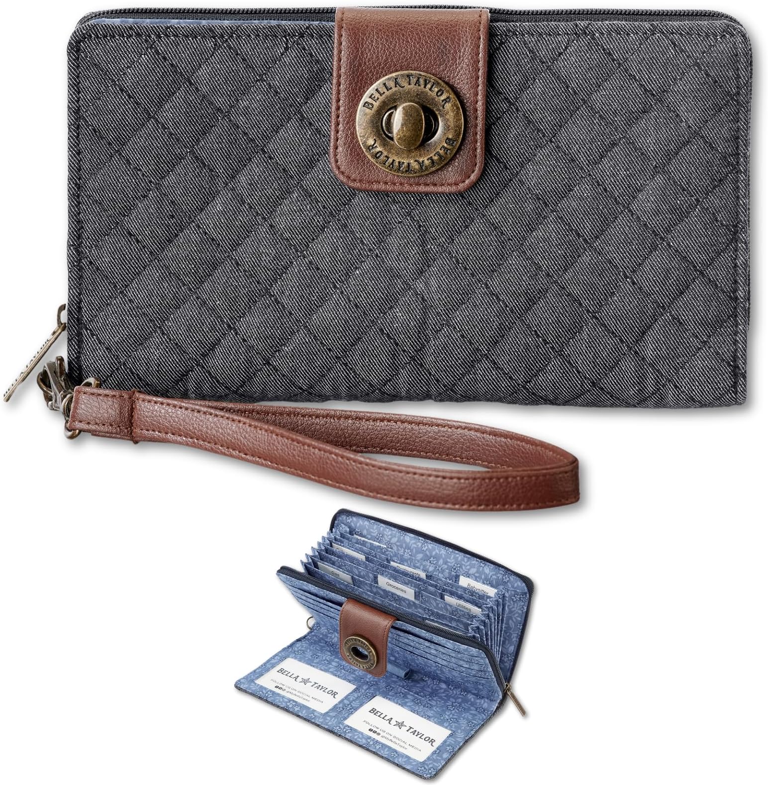 Bella Taylor Cash System Wallet for Envelope Budgeting - RFID Protected - Cash Stuffing Wallet with Detachable Wristlet