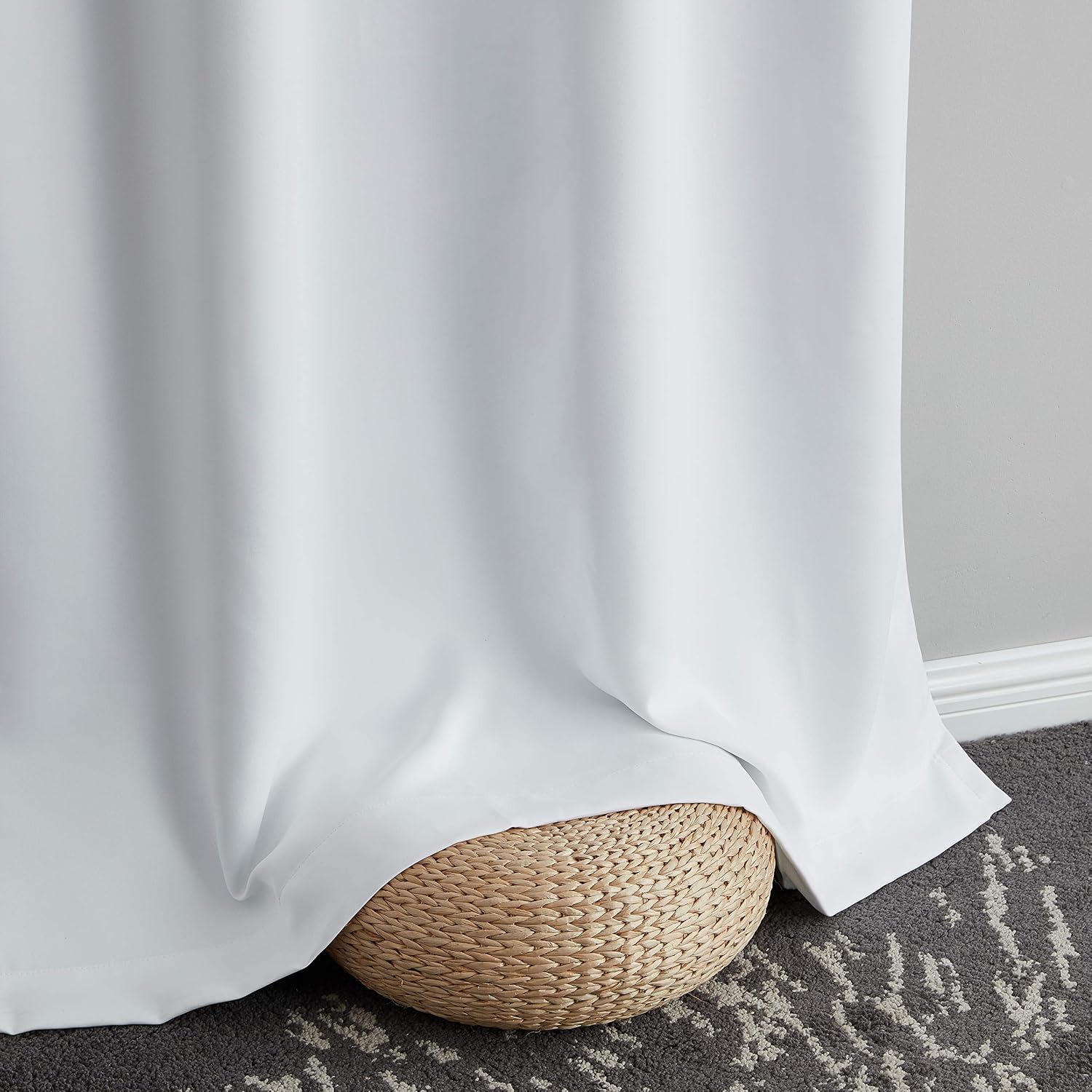 HLC.ME Dakota 100% Complete Blackout Lined Drapery with Double Layer Thermal Insulated Energy Efficient Window Curtain Grommet Panels for Small Window & Living Room, 2 Panels (52 W x 63 L, White)