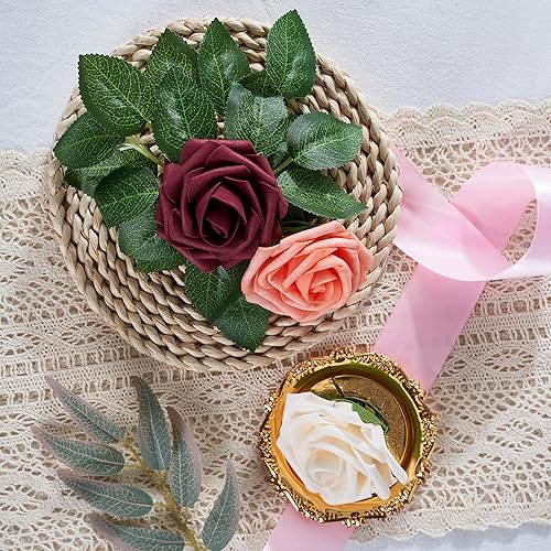 Miniatura 10 de Combo de flores artificiales, flores falsas para mesas de bricolaje, centros de mesa, baby shower, despedida de soltera, arreglos de ramo de boda,