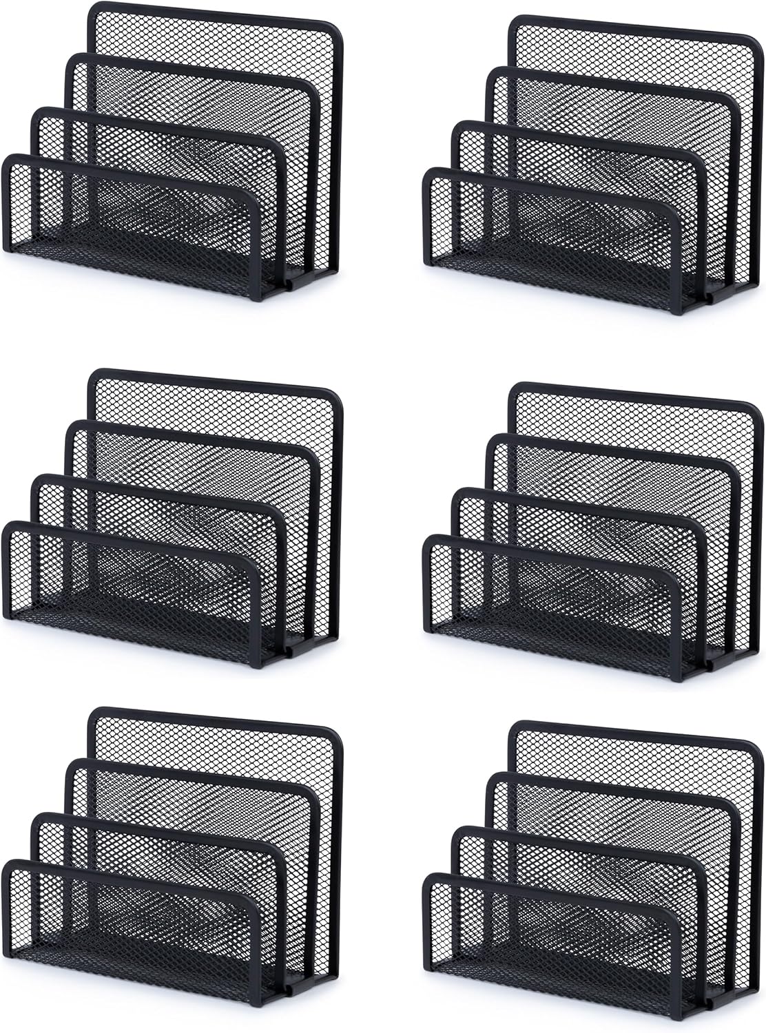 YBM HOME 3-Slot Desk Mail Organizer and Letter Sorter - Mesh Black File and Documents Sorter Holder for Office Desktop, School and Home Use, (6-Pack) 2250