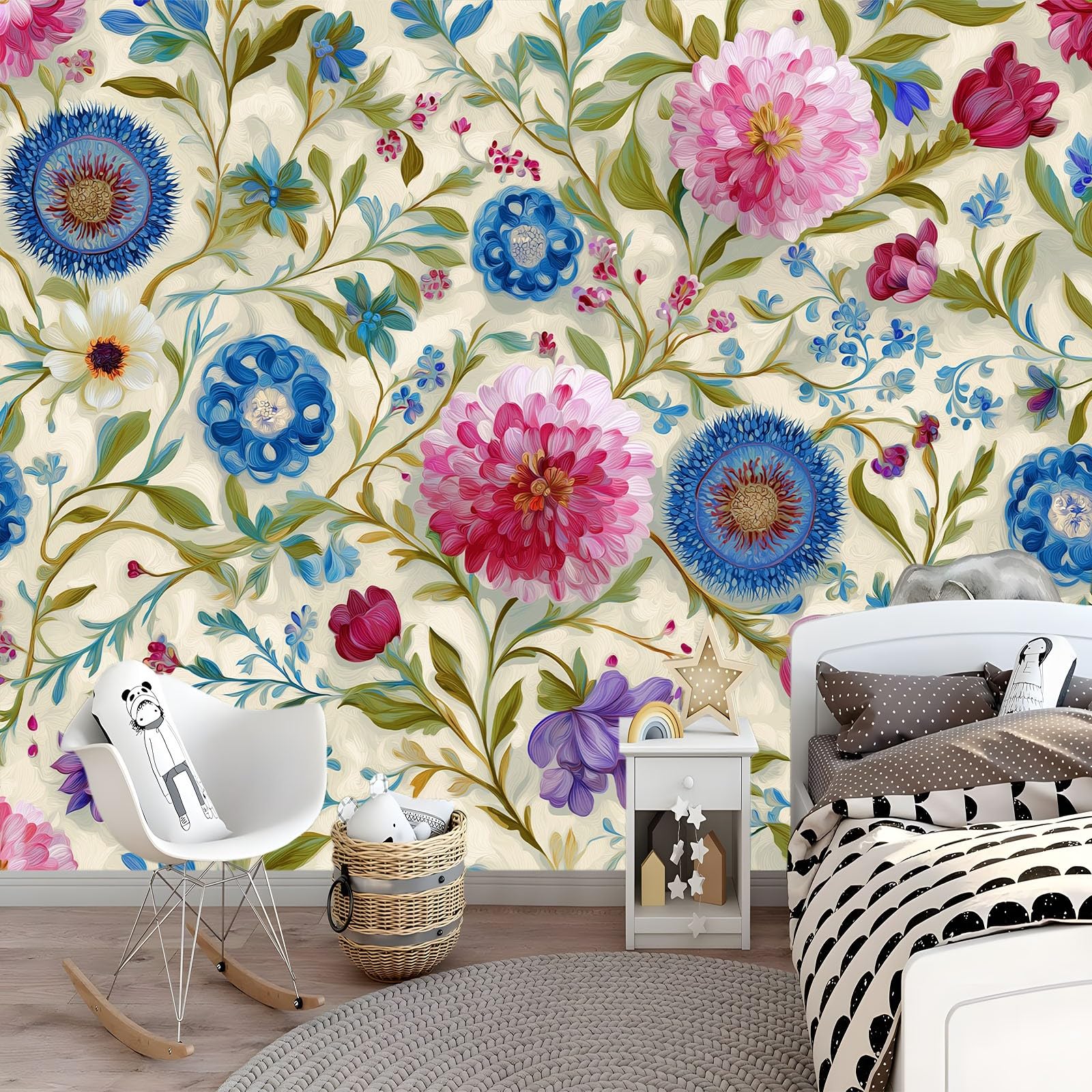 Fototapeta z włókniny w stylu retro, kwiatowy, europejski, rośliny, 250 x 175 cm, fototapeta, efekt 3D, do salonu, sypialni, pokoju dziecięcego, tapeta na flizelinie, jasnozielona