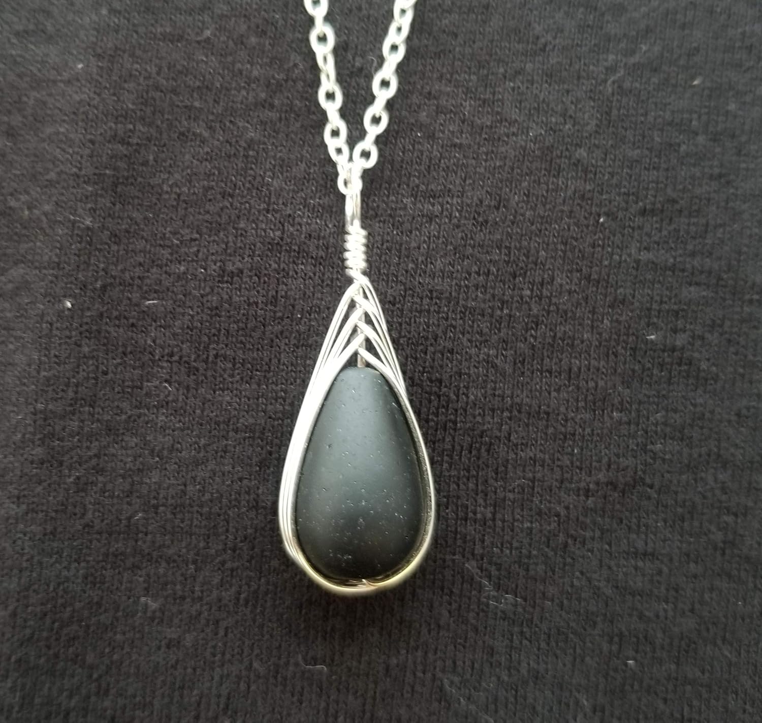 Yinahawaii Handmade Sea Glass Necklace, Hawaiian Jewelry For Women, Braided Teardrop Necklace, Unique Sea Glass Jewelry For Women Birthday Gift - Image 4