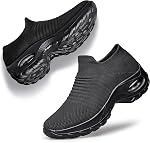 YHOON Women's Walking Shoes - Sock Sneakers Slip on Mesh Platform Air Cushion Athletic Shoes Work Nurse Comfortable