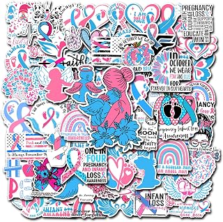 Pack 50 PCS Infant Loss Awareness Stickers Decorative Ribbon Car Bumper Window Water Bottle Laptop Accessories Vinyl Decals Waterproof Inspirational Label for Women Mom