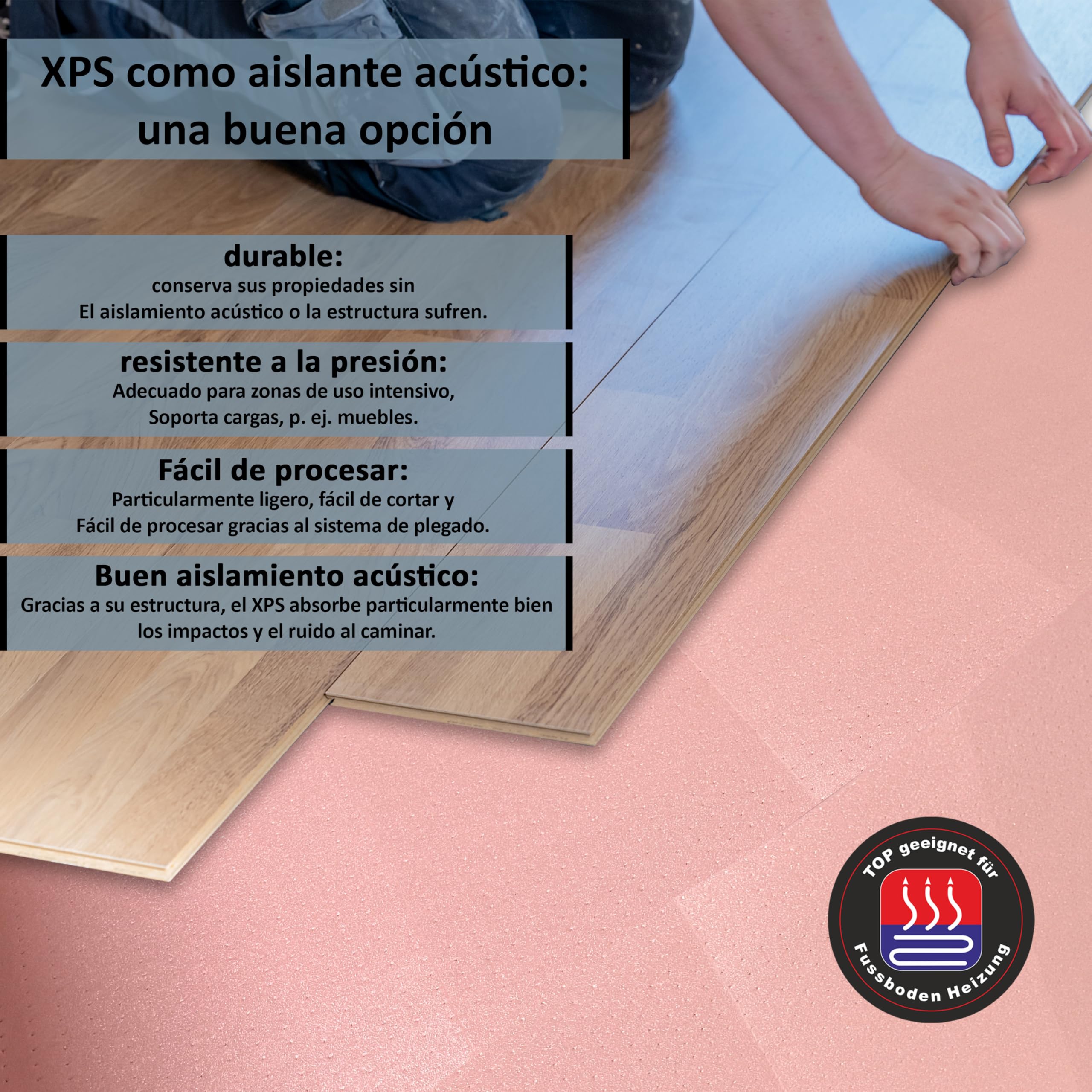 Base para laminado y parquet con aislamiento acústico de impactos para suelo radiante uficell XPS-Quick PLUS, grosor: 1,8 mm (3 paquete | 37,8 m²)