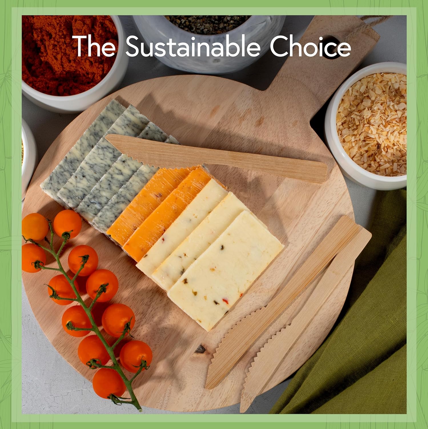 100% Bamboo Knives Set - Biodegradable Cutlery Sets (3000 Eco Friendly Knives) | Bamboo Silverware Disposable or Reusable | Compostable FSC Certified Flatware for Weddings, Camping & Parties