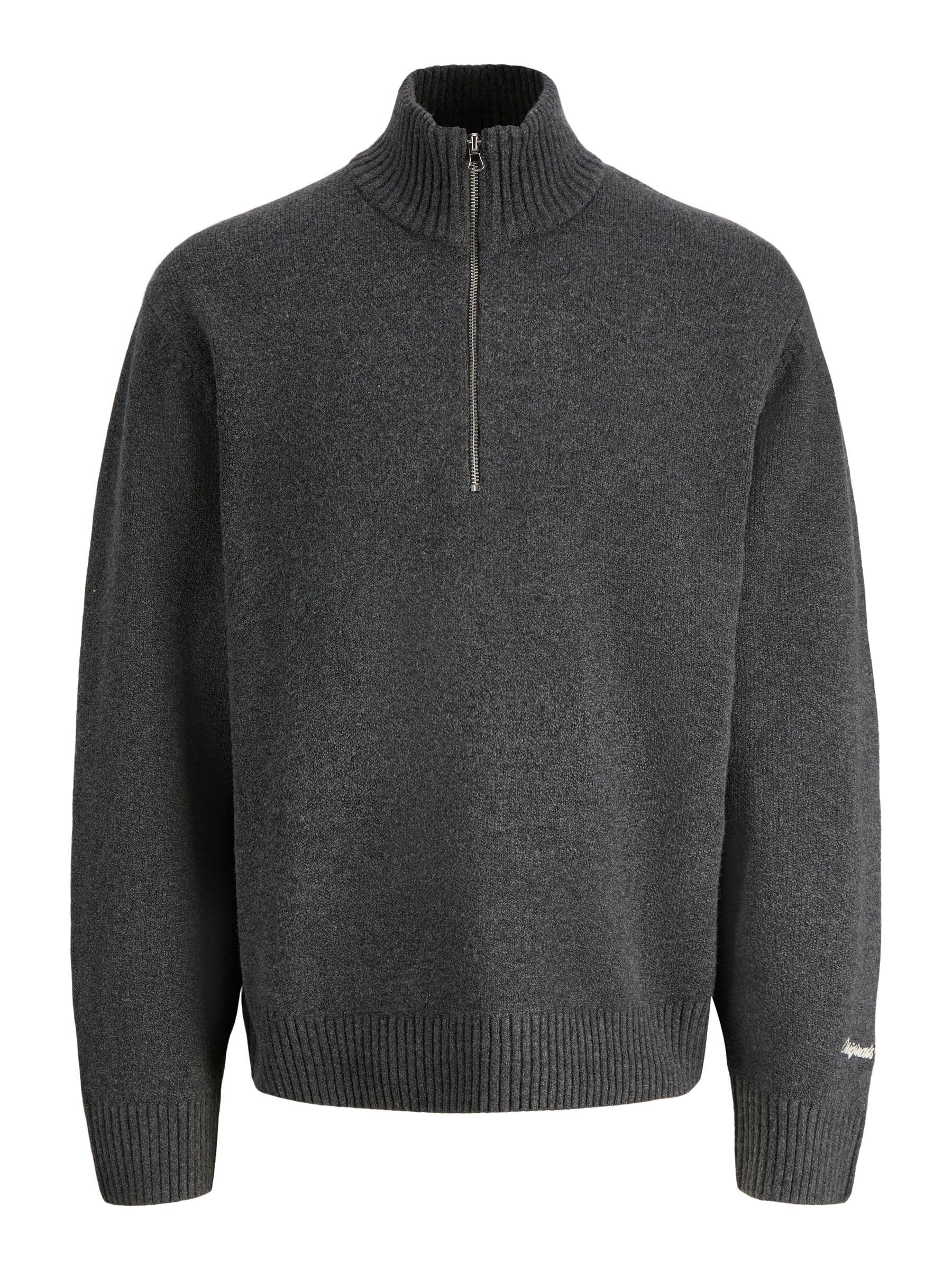 JACK & JONES Jornorrebro Knit Half Zip Sn, Dark Grey Blend, XXL