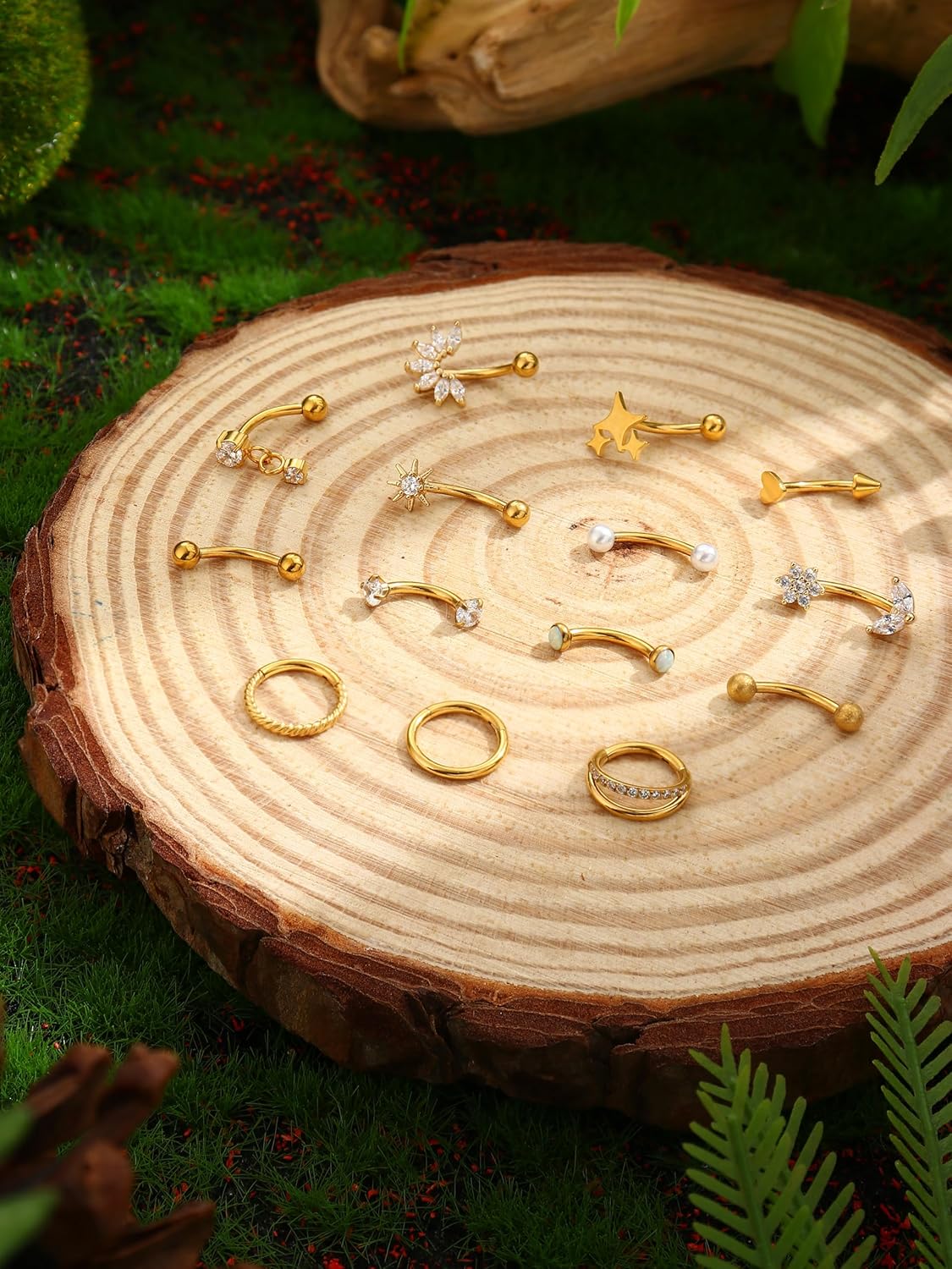 ORAZIO 16g Rook Piercing Jewelry Surgical Steel Vertical Labret Lip Jewelry Gold Eyebrow Piercing Rook Daith Earrings for Women Cartilage Curved Barbell Daith Tragus Piercing Jewelry 14Pcs - Image 5