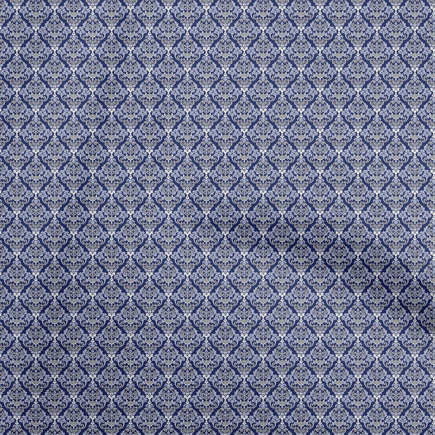 oneOone Cotton Flex Black Fabric Damask Quilting Supplies Print Sewing Fabric By The Yard 40 Inch Wide