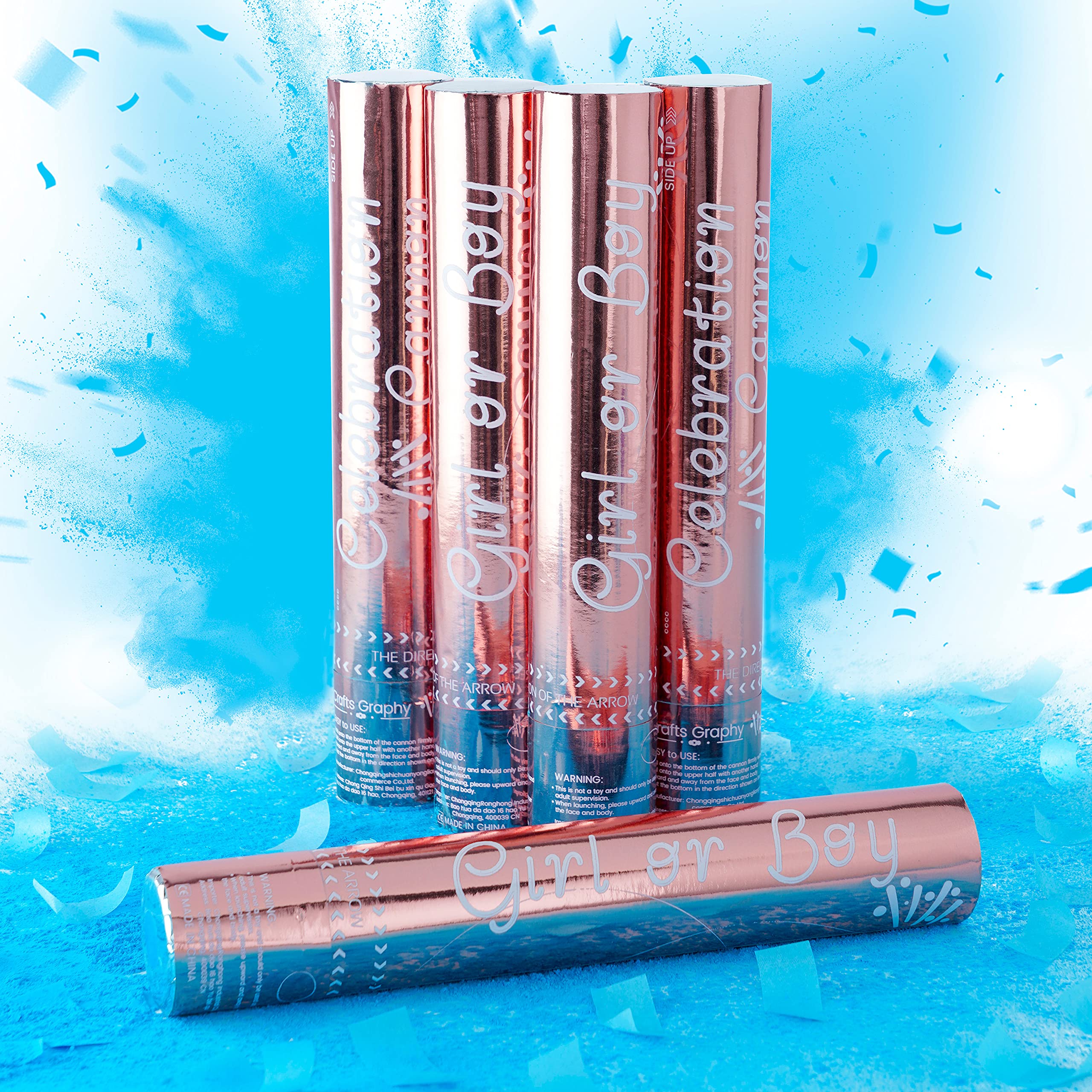 Buy MUHOO Gender Reveal Confetti Powder Cannons, 4PCS (Blue) Gender