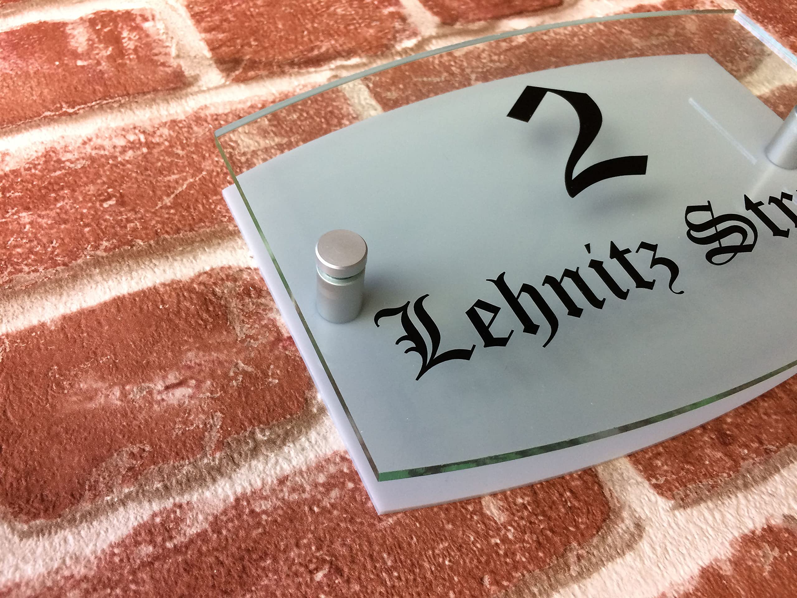 Placa De Casa Personalizada En Vidrio Y Aluminio – Número De Puerta Y Nombre De Calle – K Smart Sign PR13WA