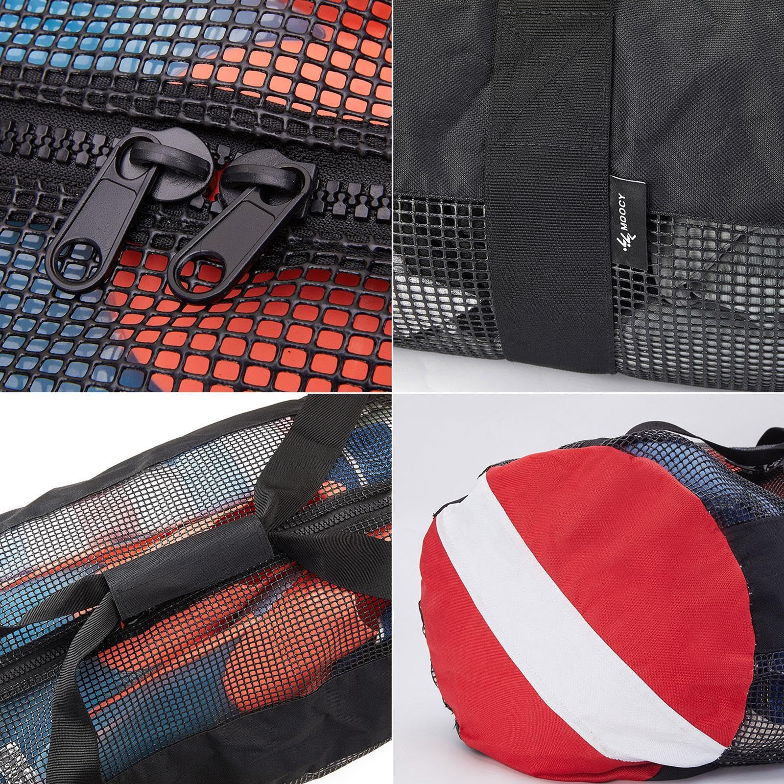 Borsa da immersione in rete, borsone in rete ispessita con tracolla | attrezzatura subacquea con cerniera, borsa da spiaggia pieghevole, ad asciugatura rapida, per immersioni subacquee, sport acq