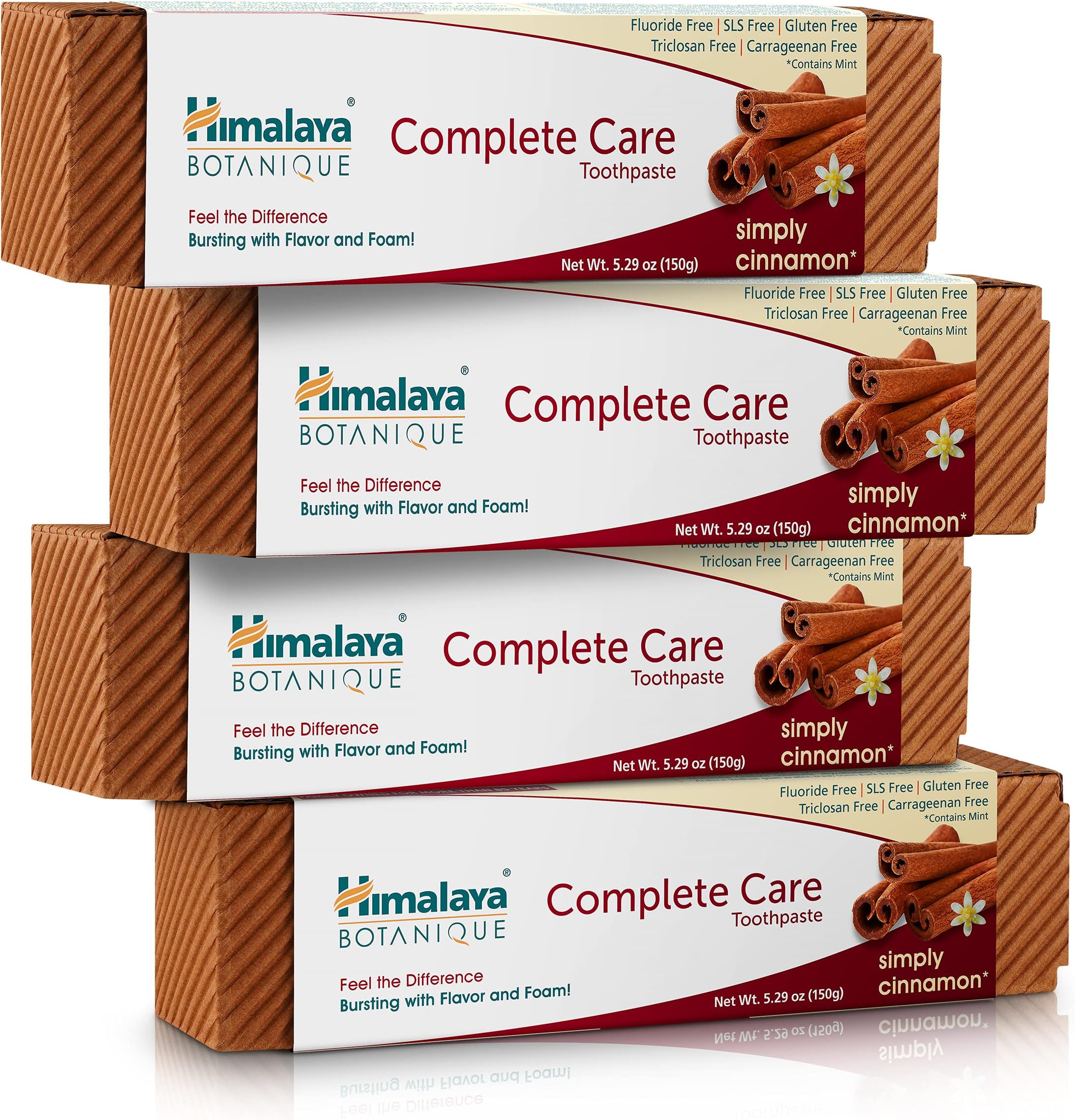 Himalaya Botanique Complete Care Toothpaste with Natural Cinnamon and Mint | Gives Freshness and a Cooling Effect| Herbal Extracts Makes Teeth Whiter- 150g (Pack of 4)