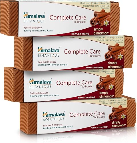 Himalaya Botanique Complete Care Toothpaste with Natural Cinnamon and Mint | Gives Freshness and a Cooling Effect| Herbal Extracts Makes Teeth Whiter- 150g (Pack of 4)