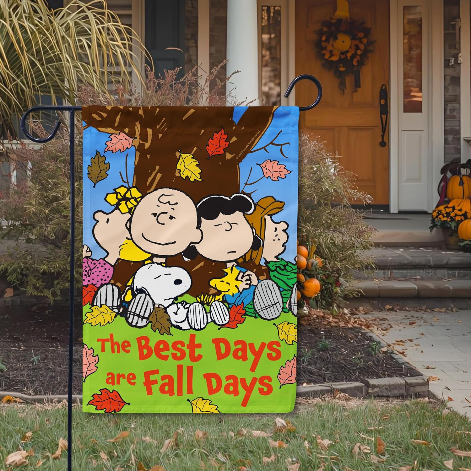 Flagology, PEANUTS Fall Days Are the Best Days - Garden Flag 12" x 18", Outdoor Flag, Exclusive Premium Fabric, Officially Licensed, Fall, Autumn