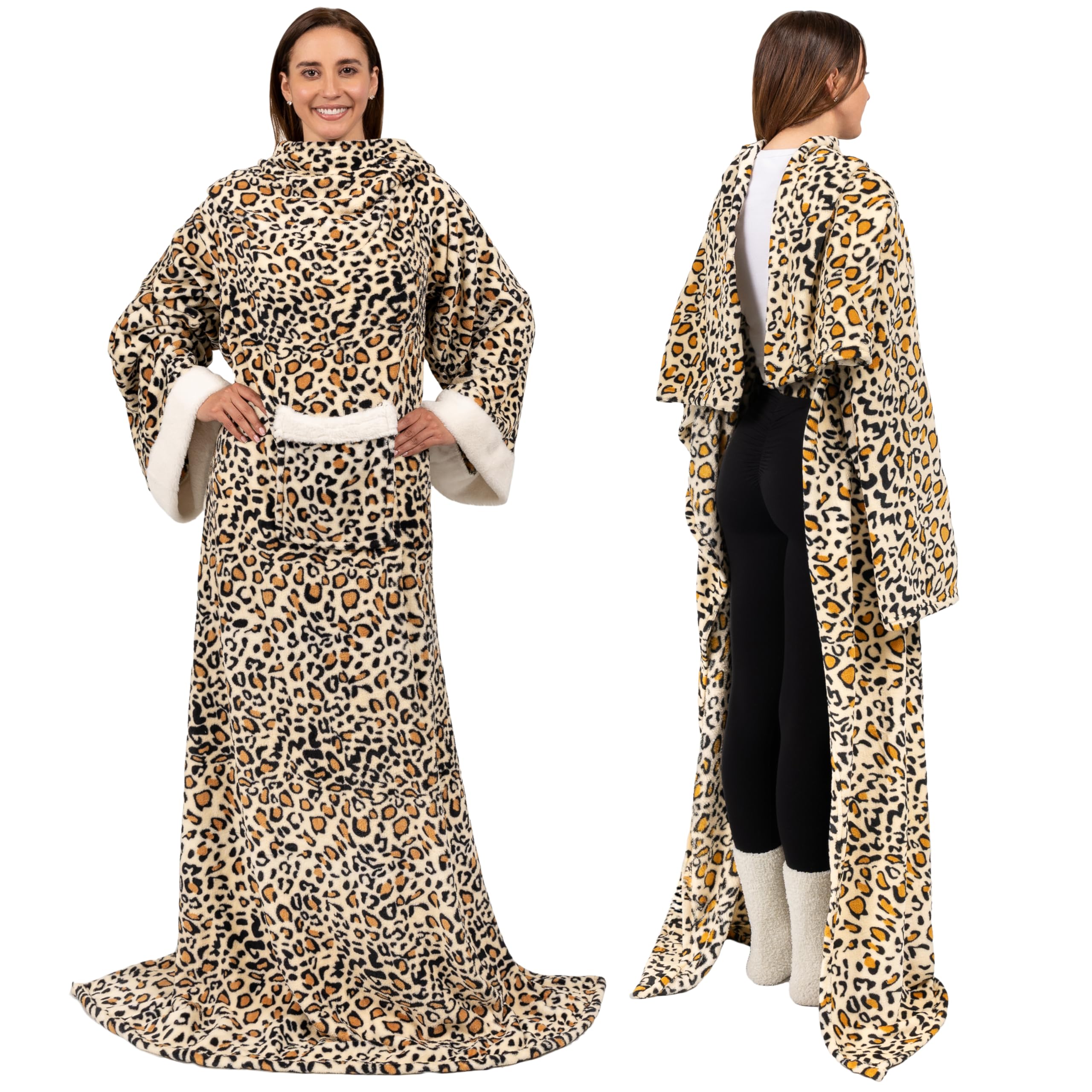 PAVILIA Lujosa Manta de Forro Polar con Mangas Elegante, Acogedor, Extra Suave, Funcional, Ligero