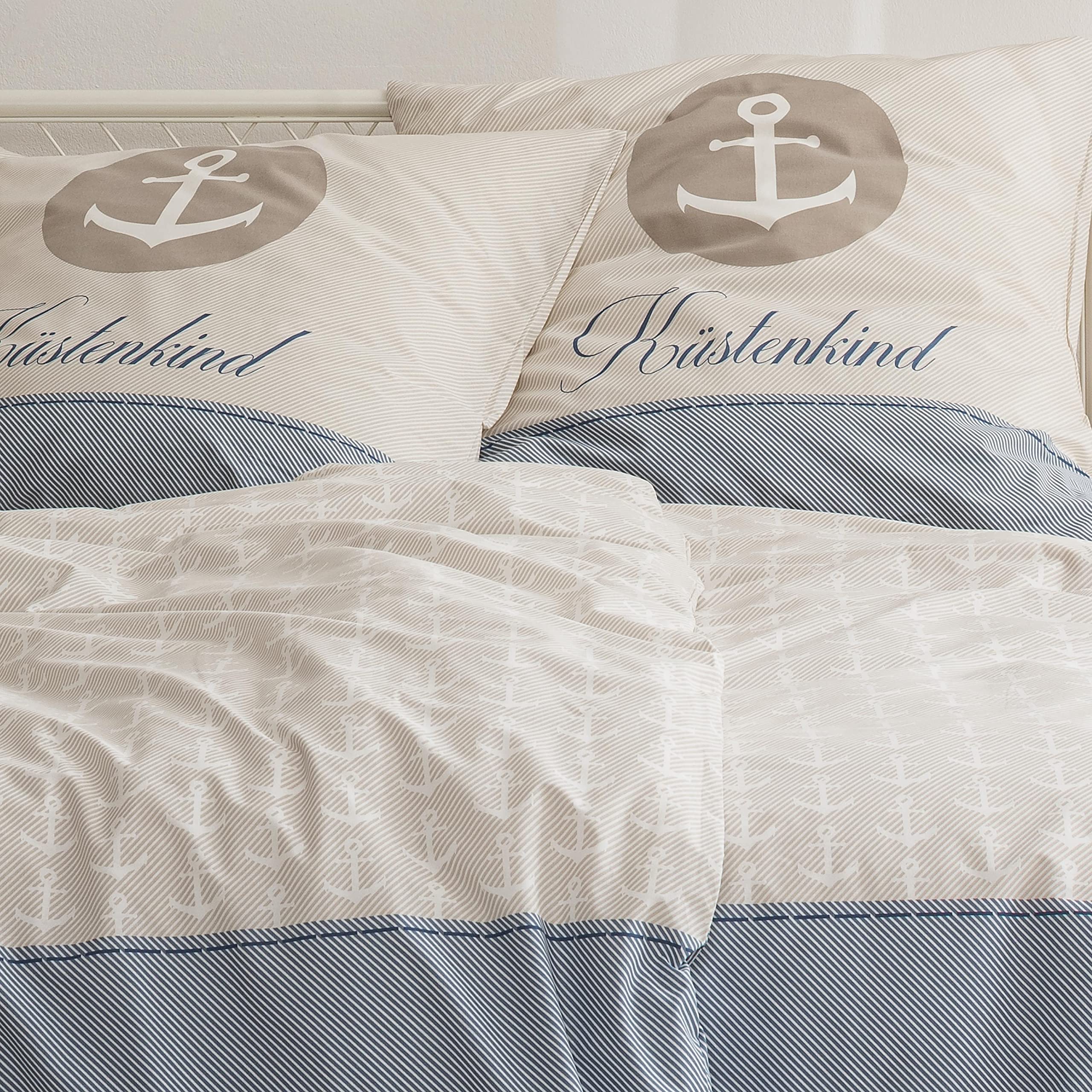 Anker Bettwäsche 135x200 · Bettwäsche-Set · Partner-Bettwäsche · KÜSTENKIND · Kissenbezug 80x80 + Bettbezug 135x200 cm - 100% Baumwolle · 4-teilig