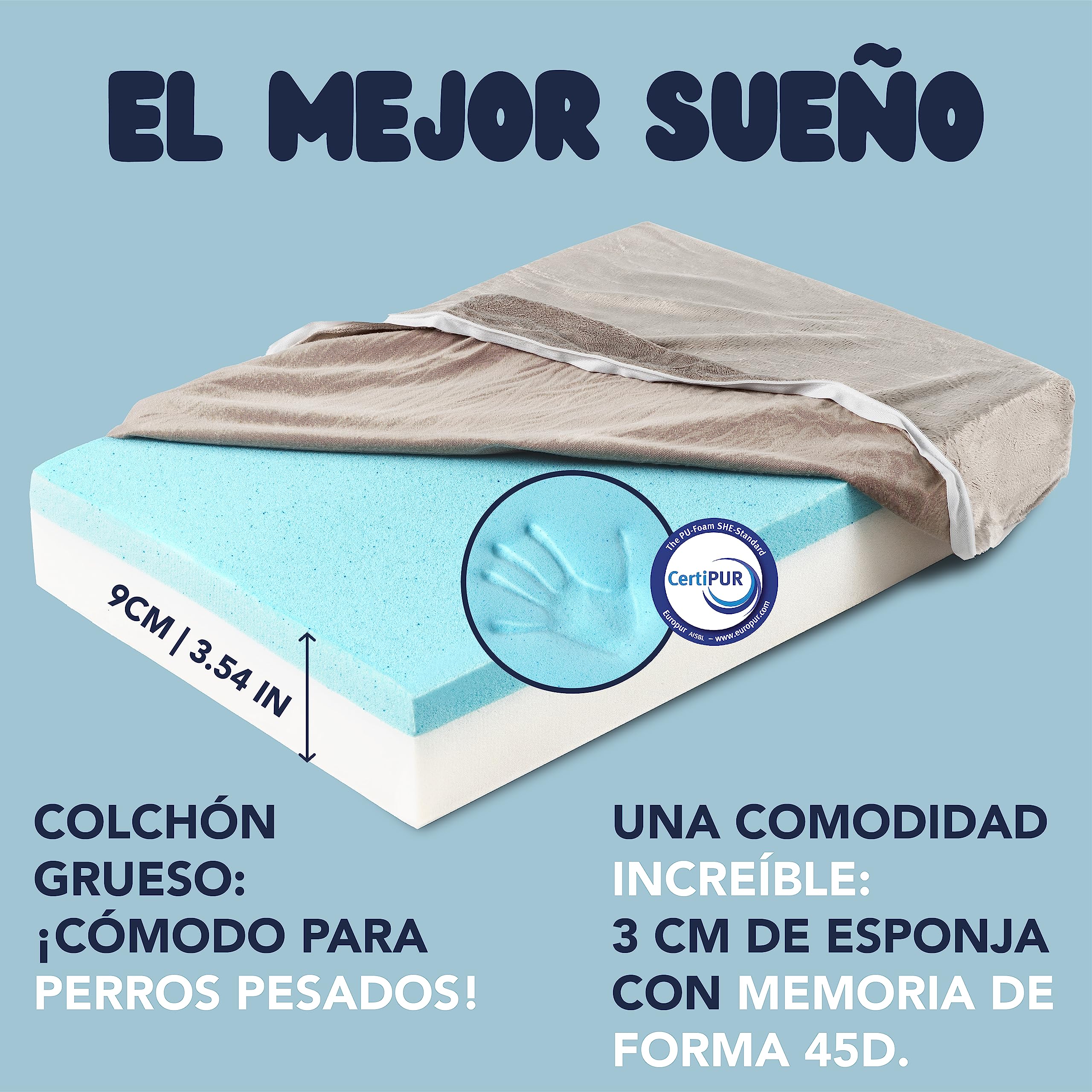 Cama Perro Grande Ortopédica XL - Cojines para Perros Espuma con Memoria - Manta Removible Resistente al Agua Lavable en Lavadora, 110x70x9cm