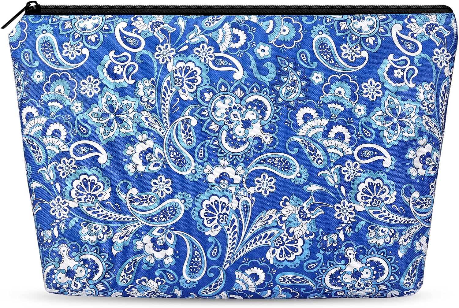 BOBOKA Empty Mahjong Tiles Bag with Zipper, Suitable for 1.2 Inches Standard Size American Mahjong Tiles, Thickened Blue Printed Mahjong Bags for Tiles Accessories(Case Only)