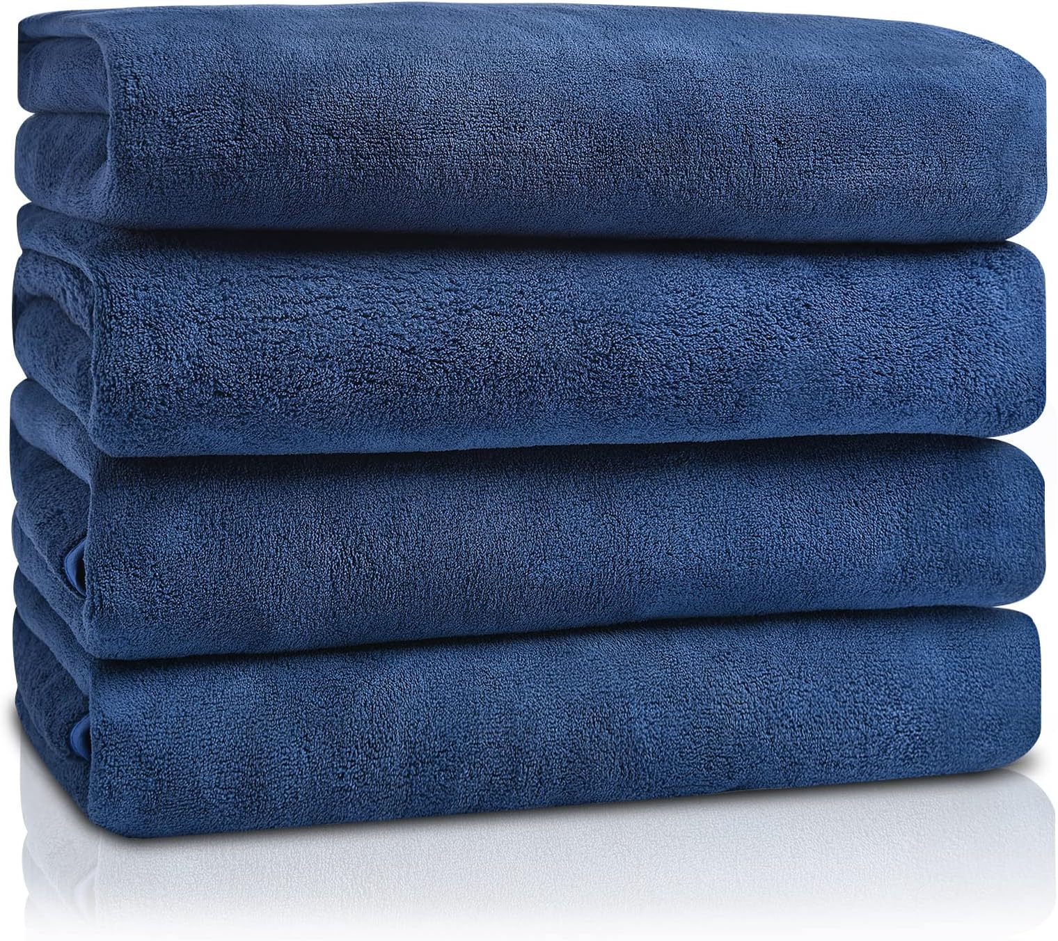 GraceAier Microfiber Bath Towels 4 Pack, 28x56 Inch Coral Velvet Quick Dry Towel Set, Highly Absorbent, Ultra Soft & Lint-Free for Bathroom, Gym, Travel and Swim- Blue