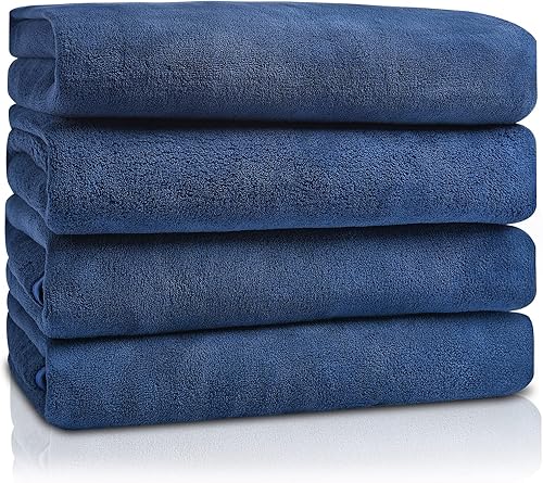 GraceAier Paquete de 4 toallas de baño ultrasuaves (28 x 56 pulgadas), secado rápido, terciopelo coral de microfibra altamente absorbente, para