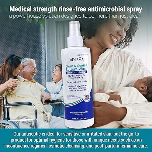 Miniatura 2 de TriDerma Clean & Soothe - Limpiador perineal de lavado inferior para el cuidado de la incontinencia, sarpullido del pañal, cuidado posparto,