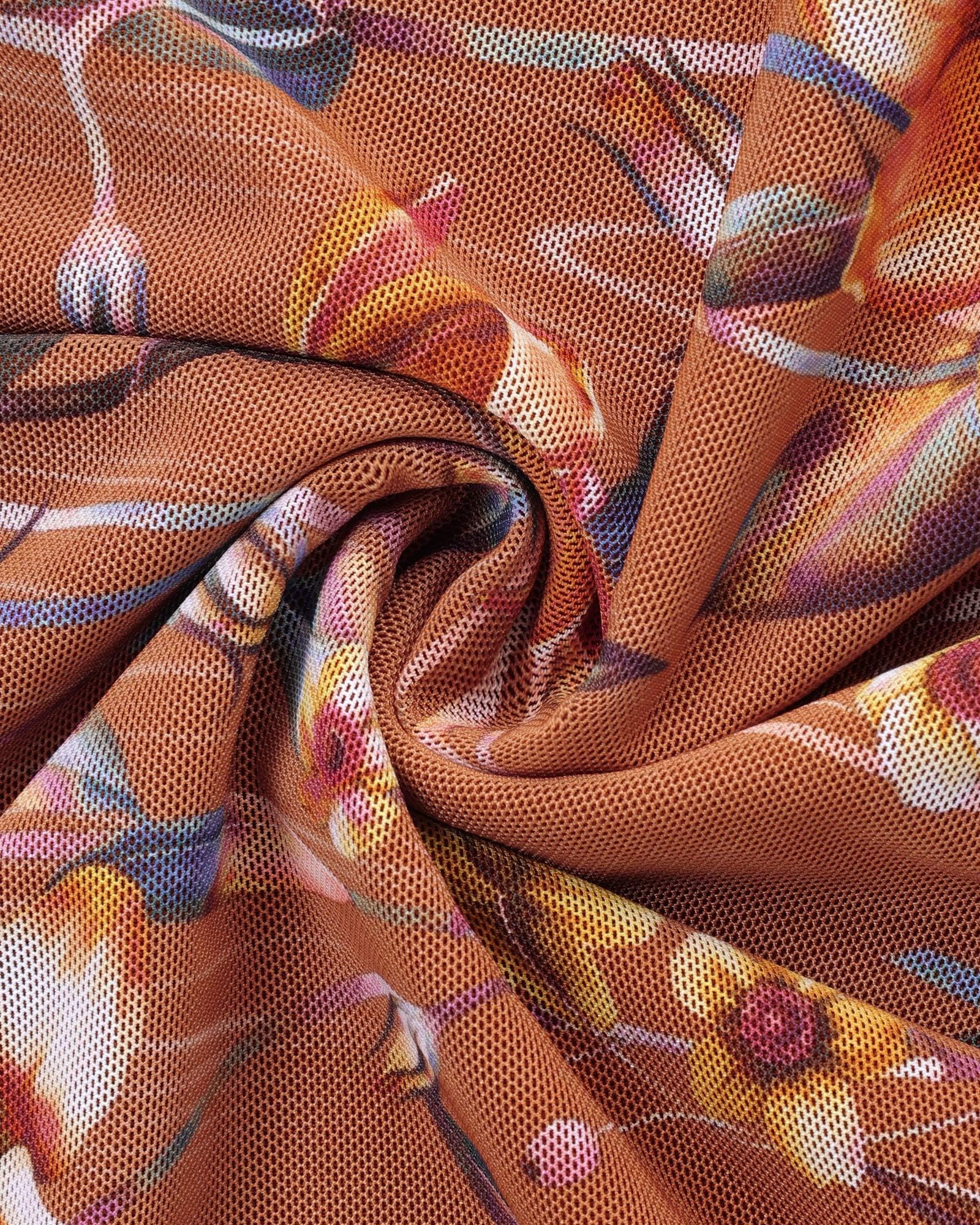 Vafoly Chemisier d'été élégant à manches courtes, col en V, en maille, motif floral, double couche