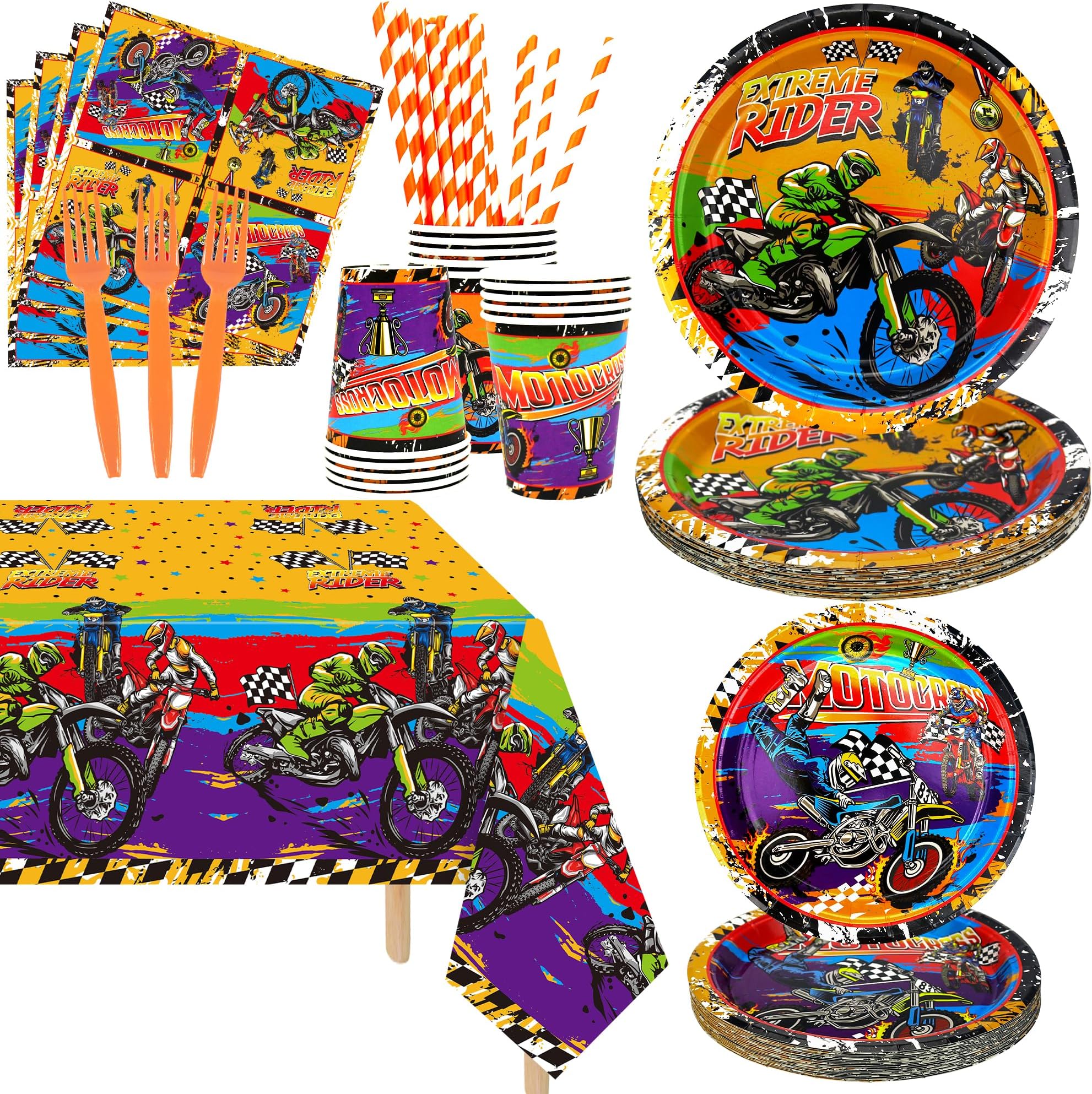 Frerand 40pcs Dirt Bike Party Supplies Include 20 Plates