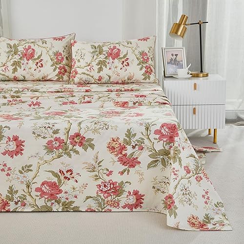 Miniatura 5 de Brandream Juego de sábanas bohemias, tamaño Queen, ropa de cama de lujo con estampado floral de cachemira bohemio, 800 hilos, 100% algodón egipcio,