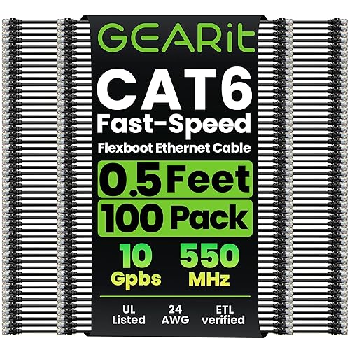 Miniatura 16 de GEARit Paquete de 100 cables de conexión Cat6 de 1 pie, cable Ethernet Cat 6 sin enganches, flexible y suave, serie premium, color azul