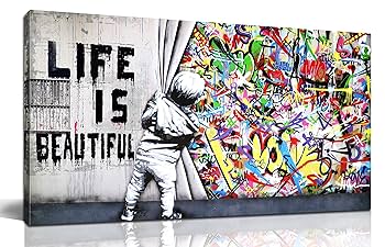 Amazon.co.jp: JKWALL77 グラフィティキャンバスアート 壁装飾