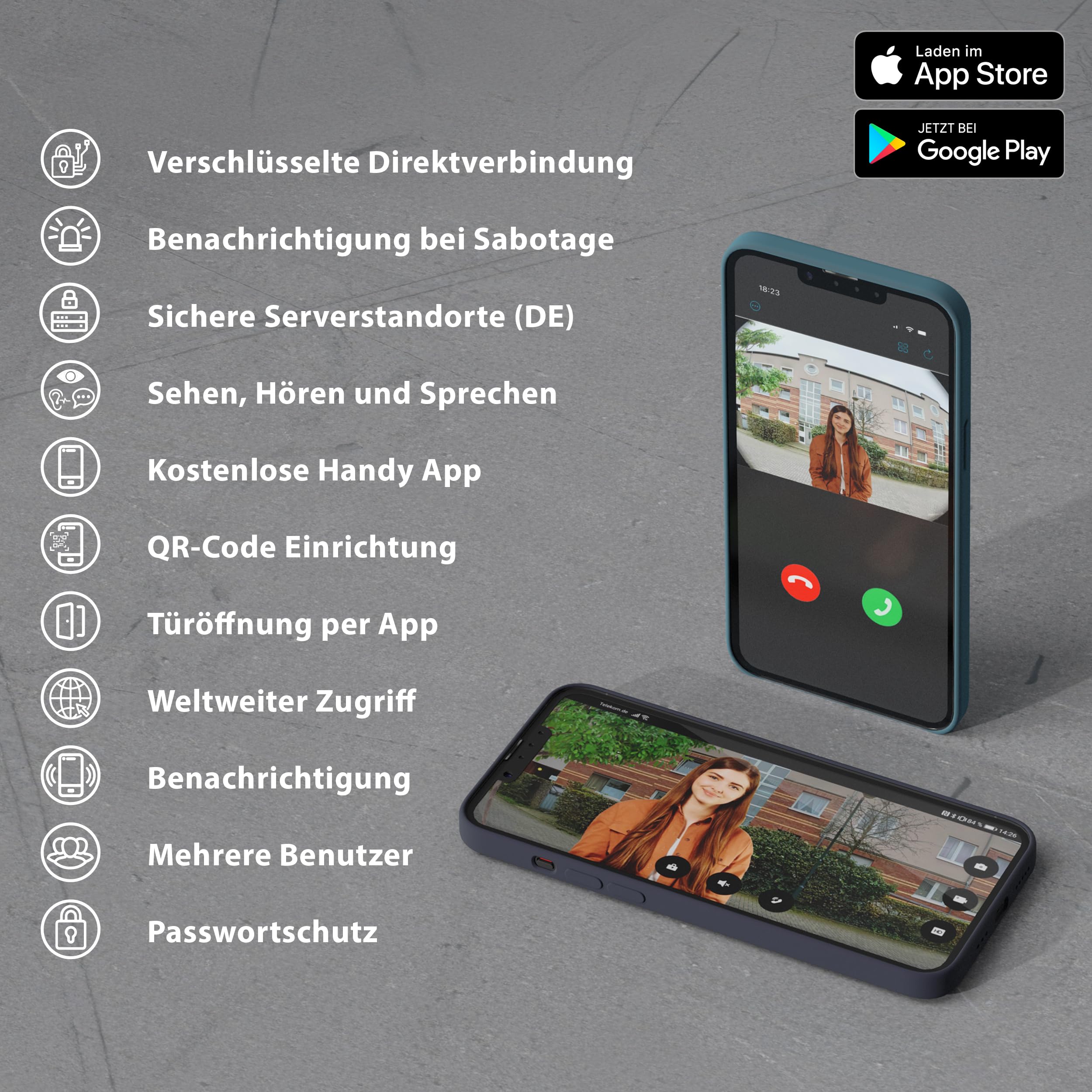 Goliath Basic Video Türsprechanlage, 2 Draht Bus, 7" Monitor, Unterputz Türklingel mit Kamera, Gegensprechanlage mit Türöffner und Klingel, 1 Familienhaus, Plug & Play, Smartphone App